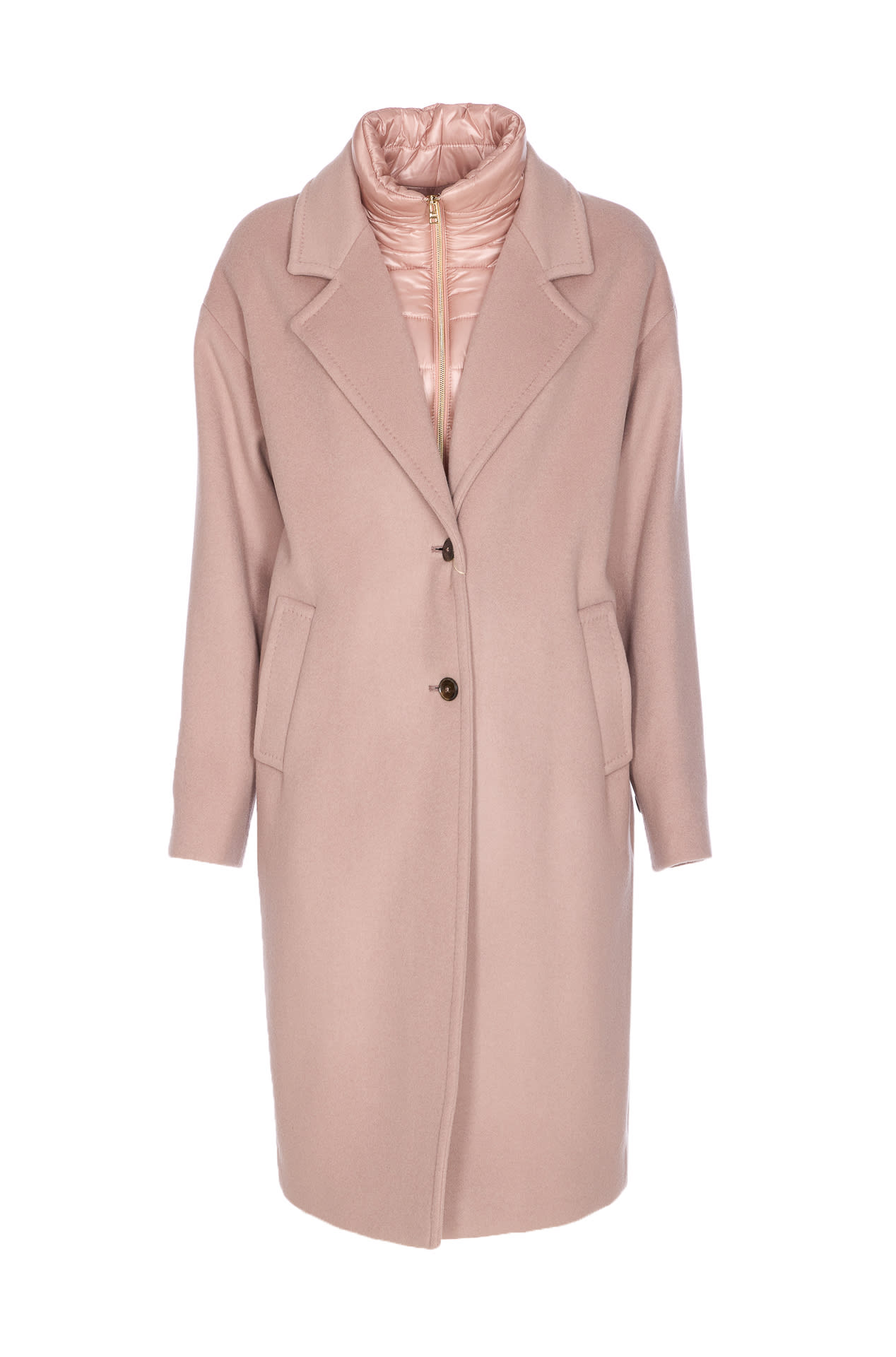 Herno Long Sleeve Padded Coat With Back Vent In Pink