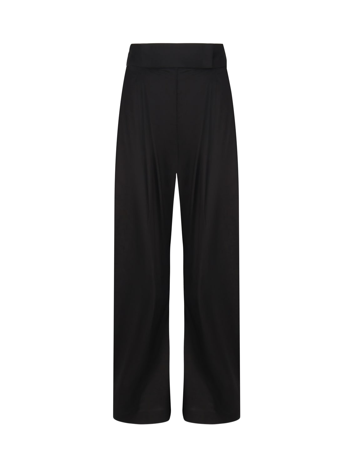 Wide-leg Trousers In Stretch Cotton Blend Techno Fabric