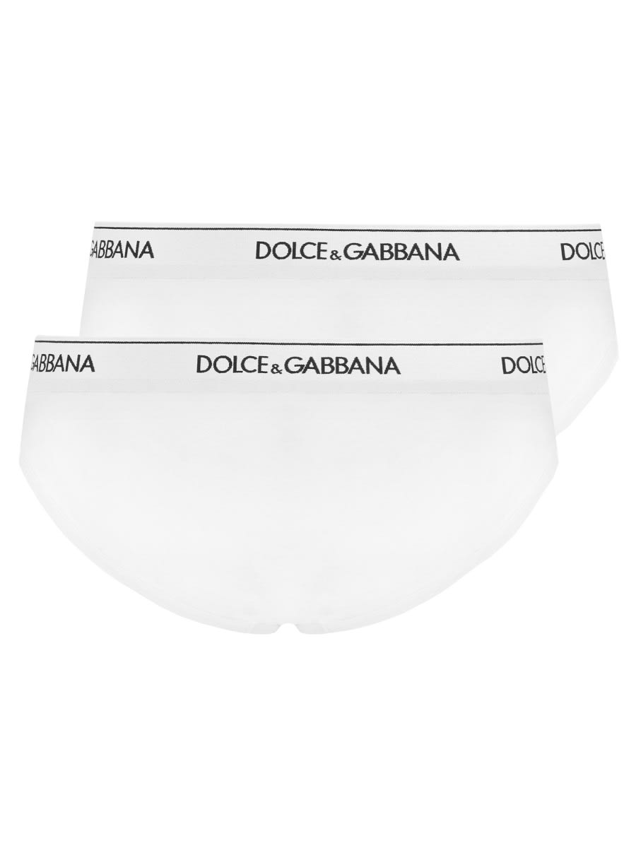 Shop Dolce & Gabbana Two-pack Of Logo Briefs In White