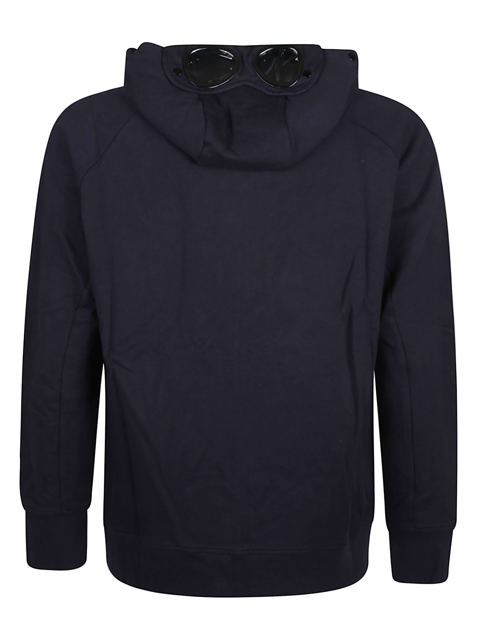 C.p. Company Diagonal Raised Fleece Google Zipped Sweatshirt In Black