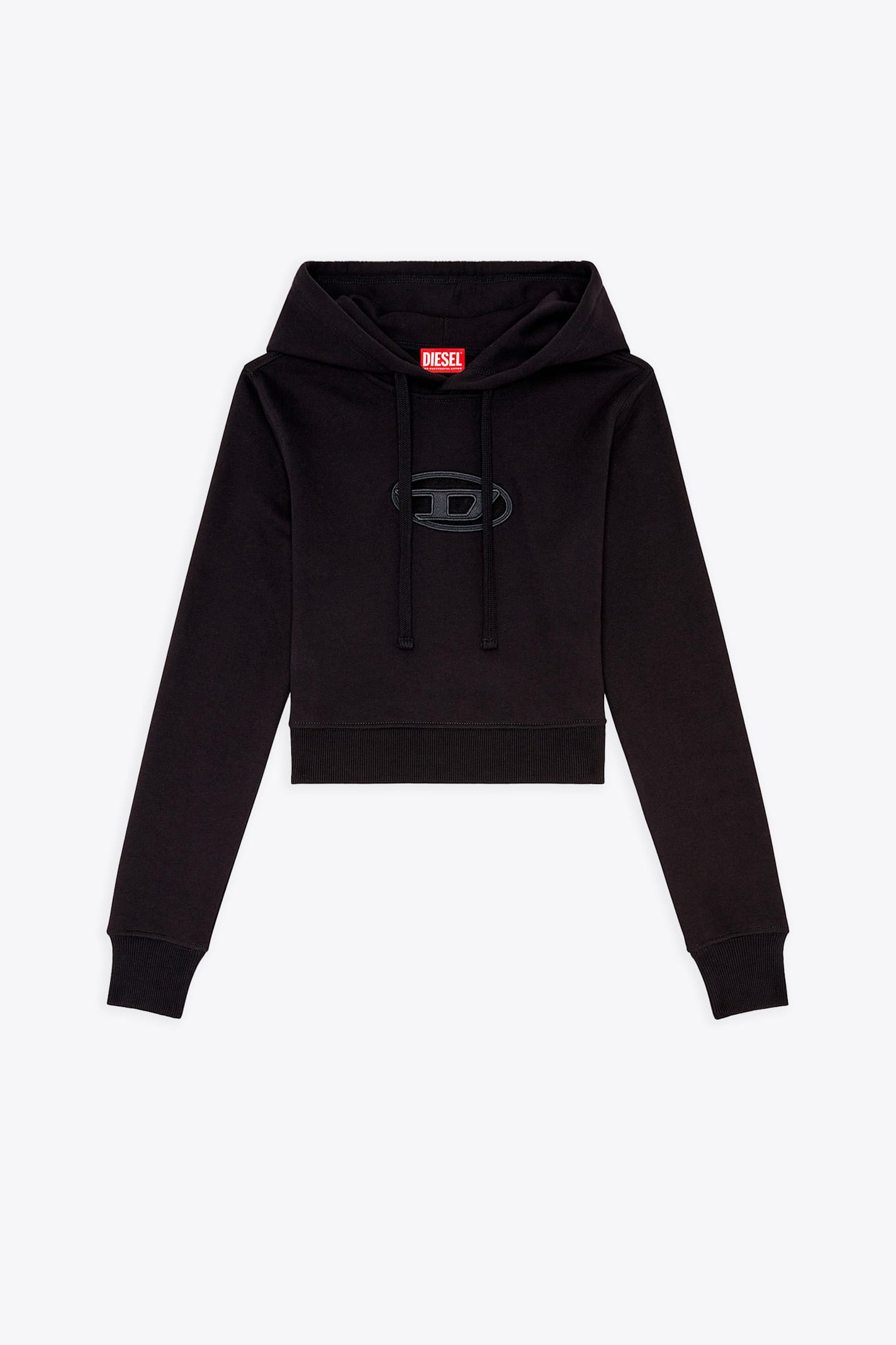 Shop Diesel F-slimmy-hood-od Black Cropped Hoodie With Cut-out Logo - F Slimmy Od In Nero