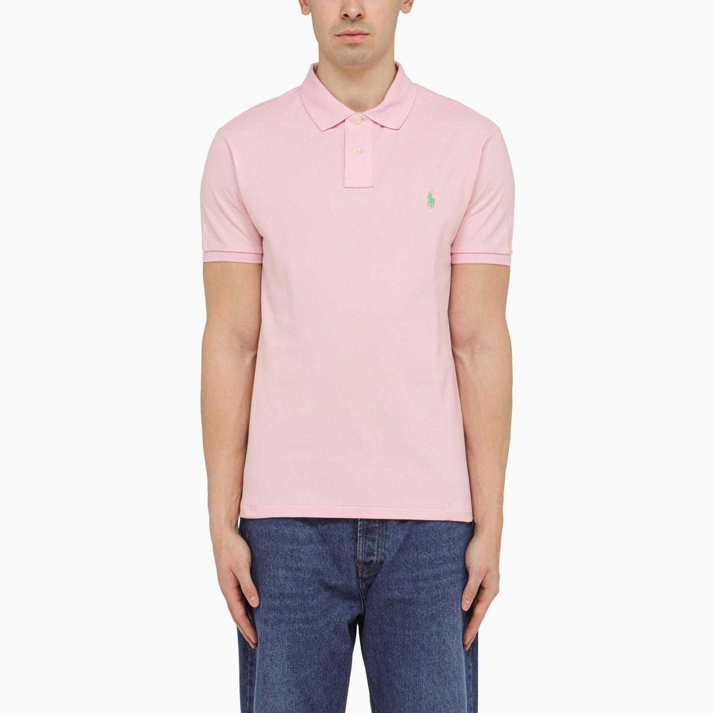Shop Ralph Lauren Pink Pique Polo Shirt With Logo