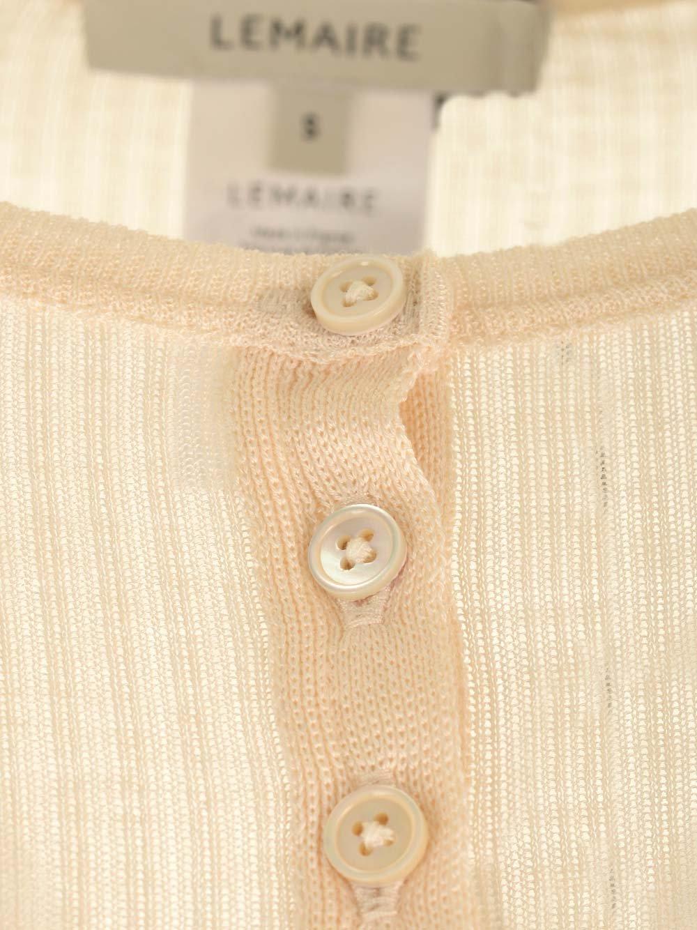 Shop Lemaire Long-sleeved Crewneck Ribbed Top In Neutrals
