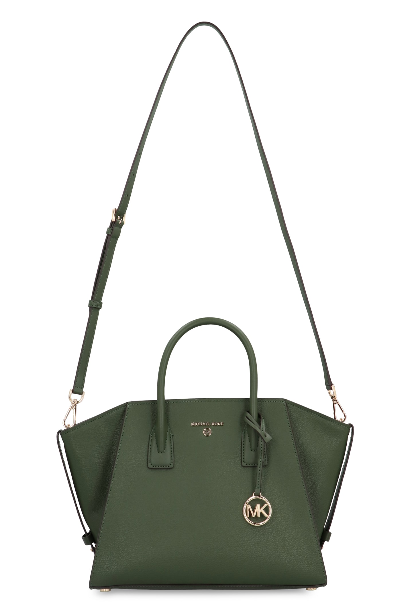 Shop Michael Michael Kors Avril Leather Handbag In Green