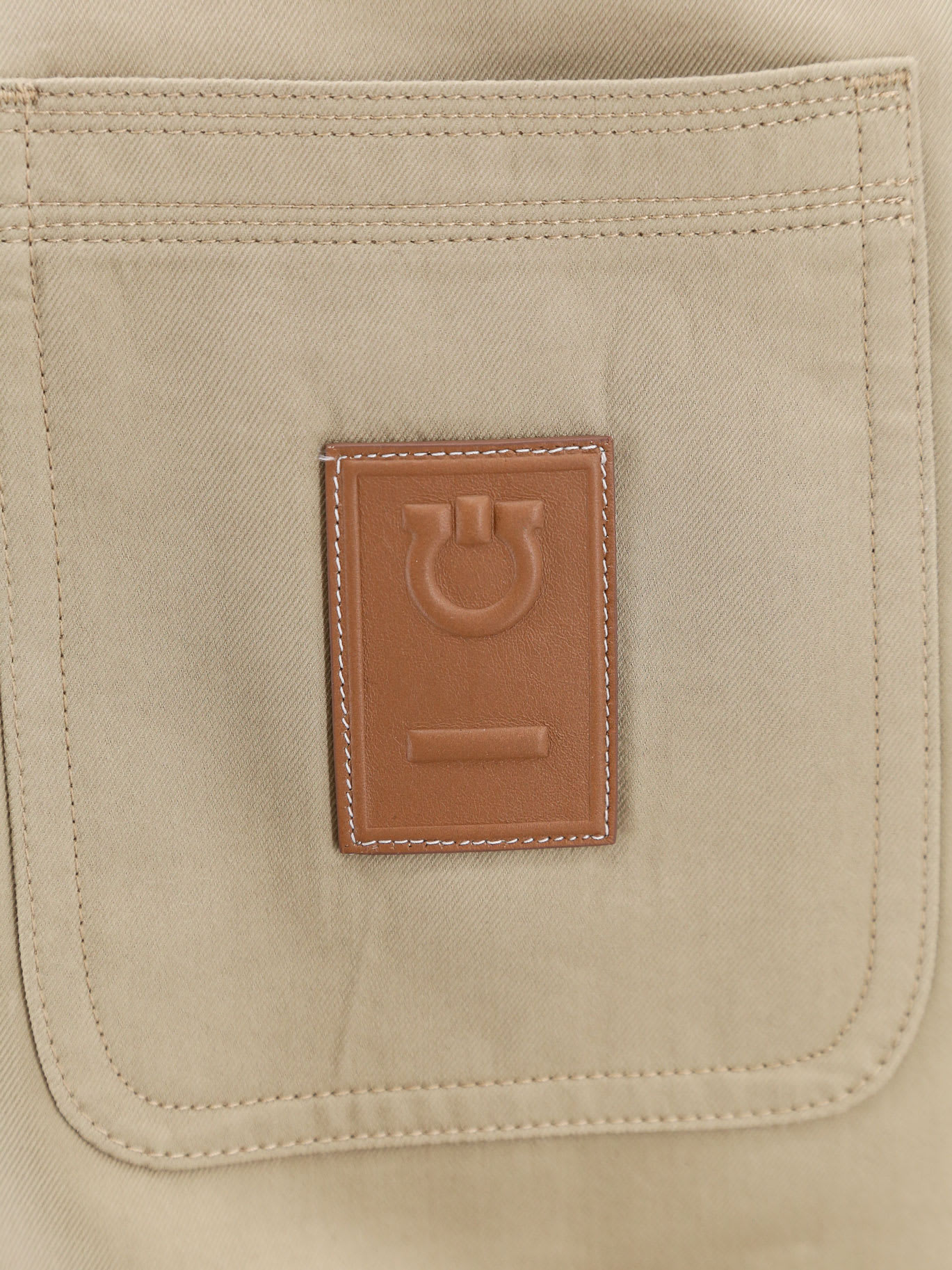 Ferragamo Men Cotton And Viscose Jacket With Gancini Leather Patch In Beige