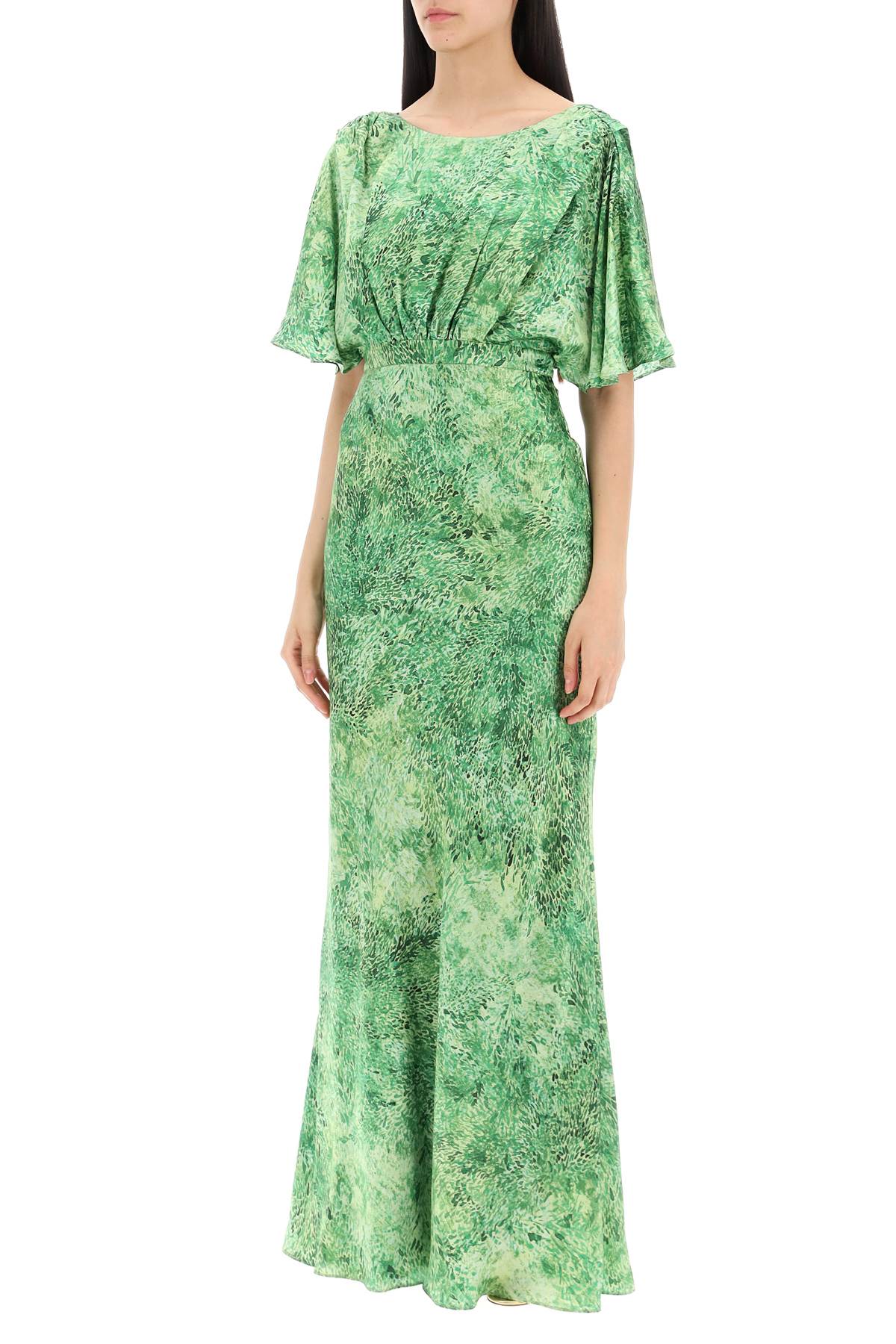 Shop Saloni Winona Silk Maxi Dress In Thistledown Verte (green)