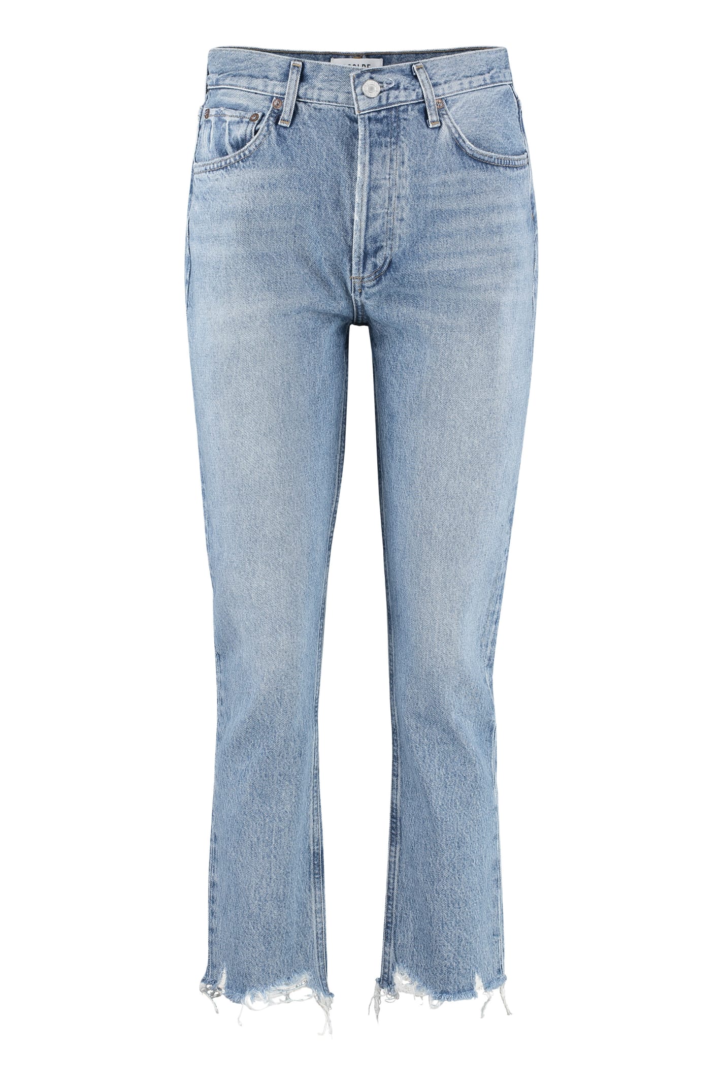 Shop Agolde Riley Cropped Straight Leg Jeans In Denim
