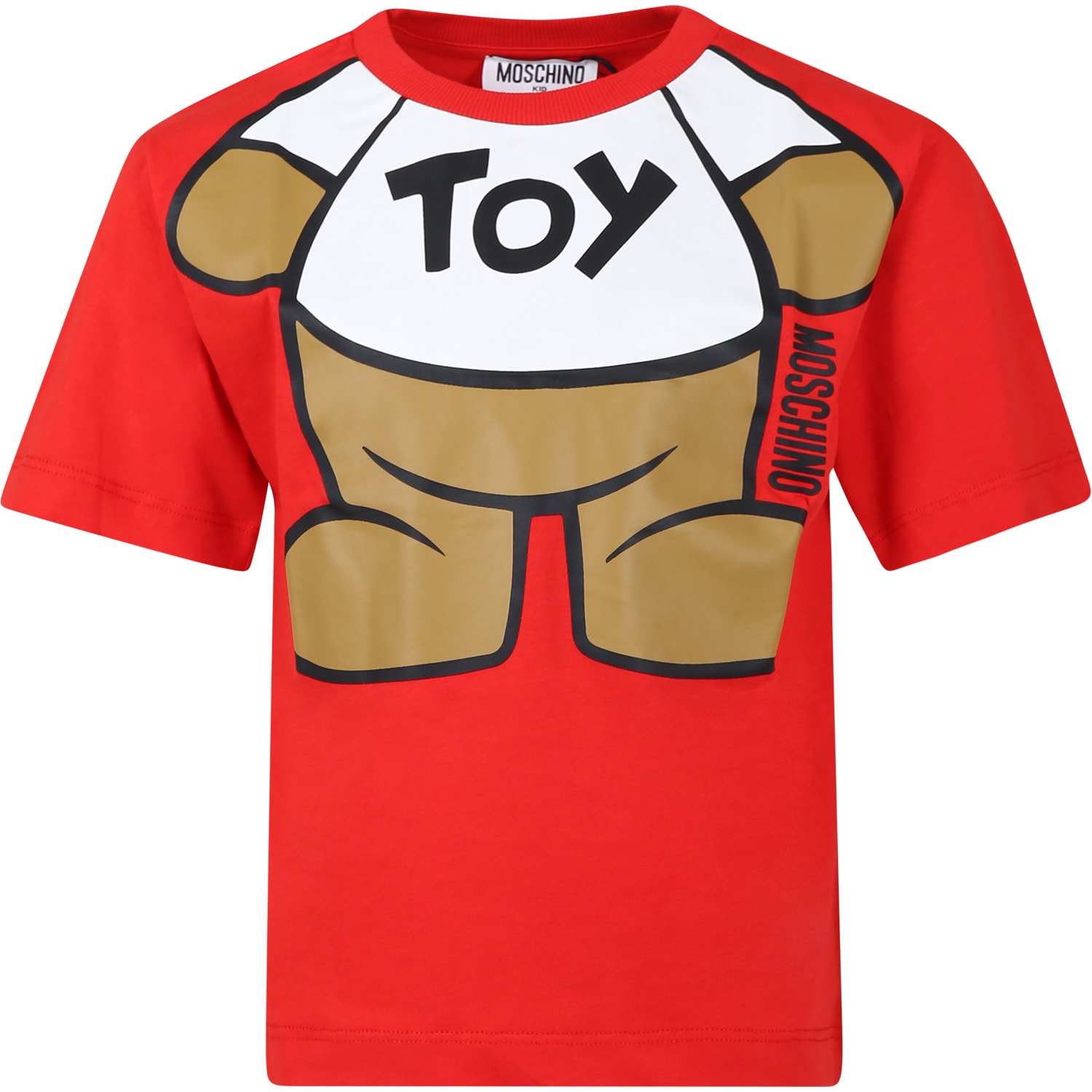 Moschino Kids' Red T-shirt For Boy With Teddy Bear