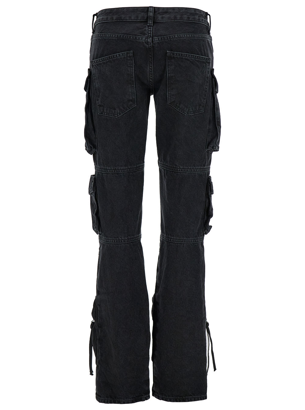Shop Attico Essie Black Fitted Jeans With Cargo Pockets In Denim Woman