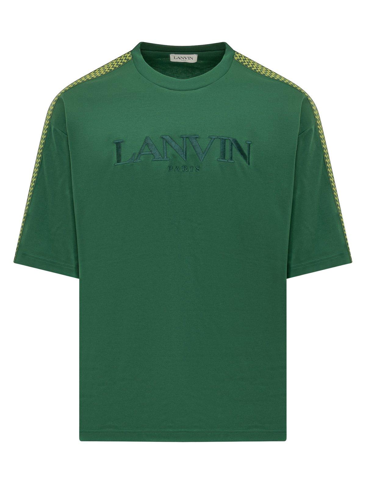 Shop Lanvin Logo-embroidered Crewneck T-shirt In Green