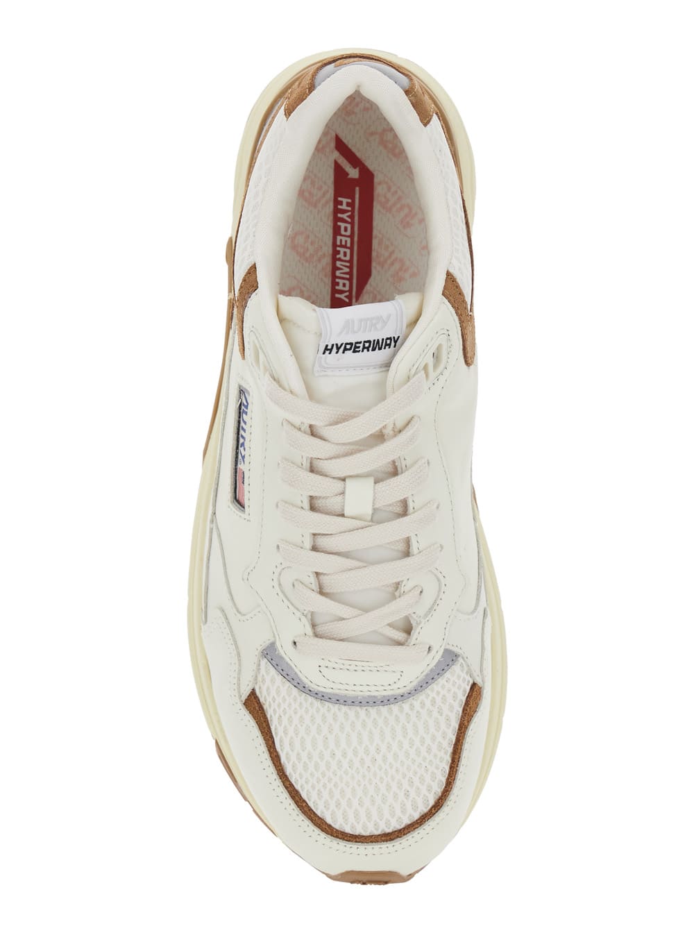 Autry 'hyperway' Beige Low Top Sneakers With Logo Patch On Tongue And Side In Neutral