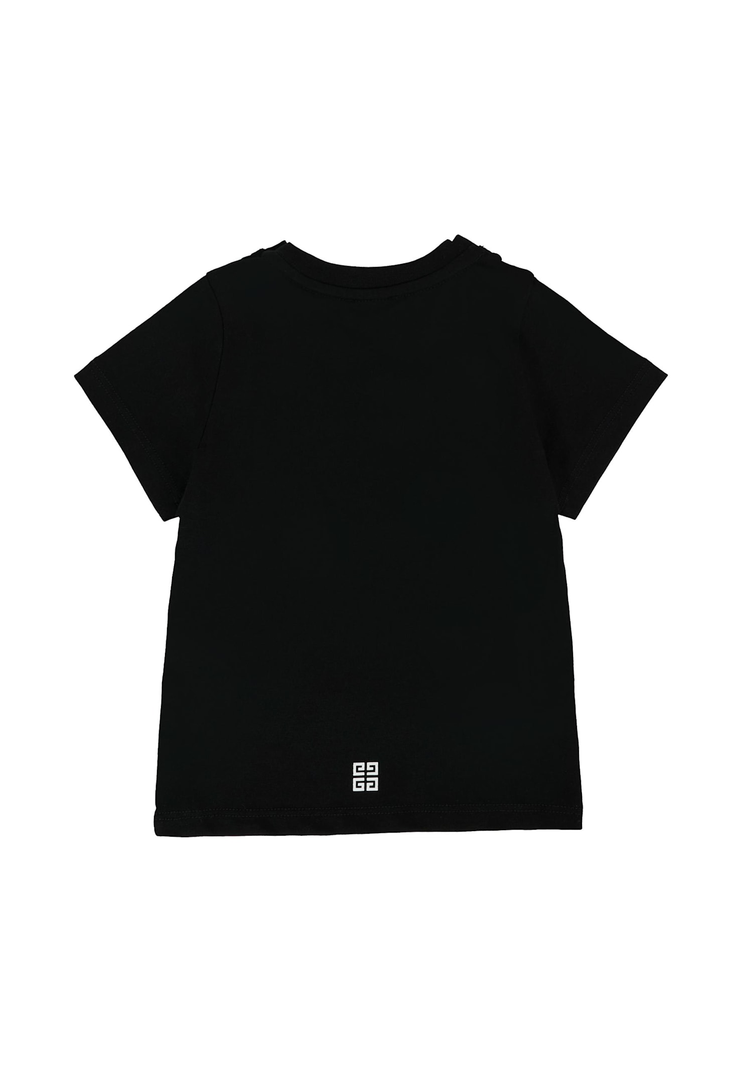 Givenchy Black T-shirt For Babykids With Logo In Multi