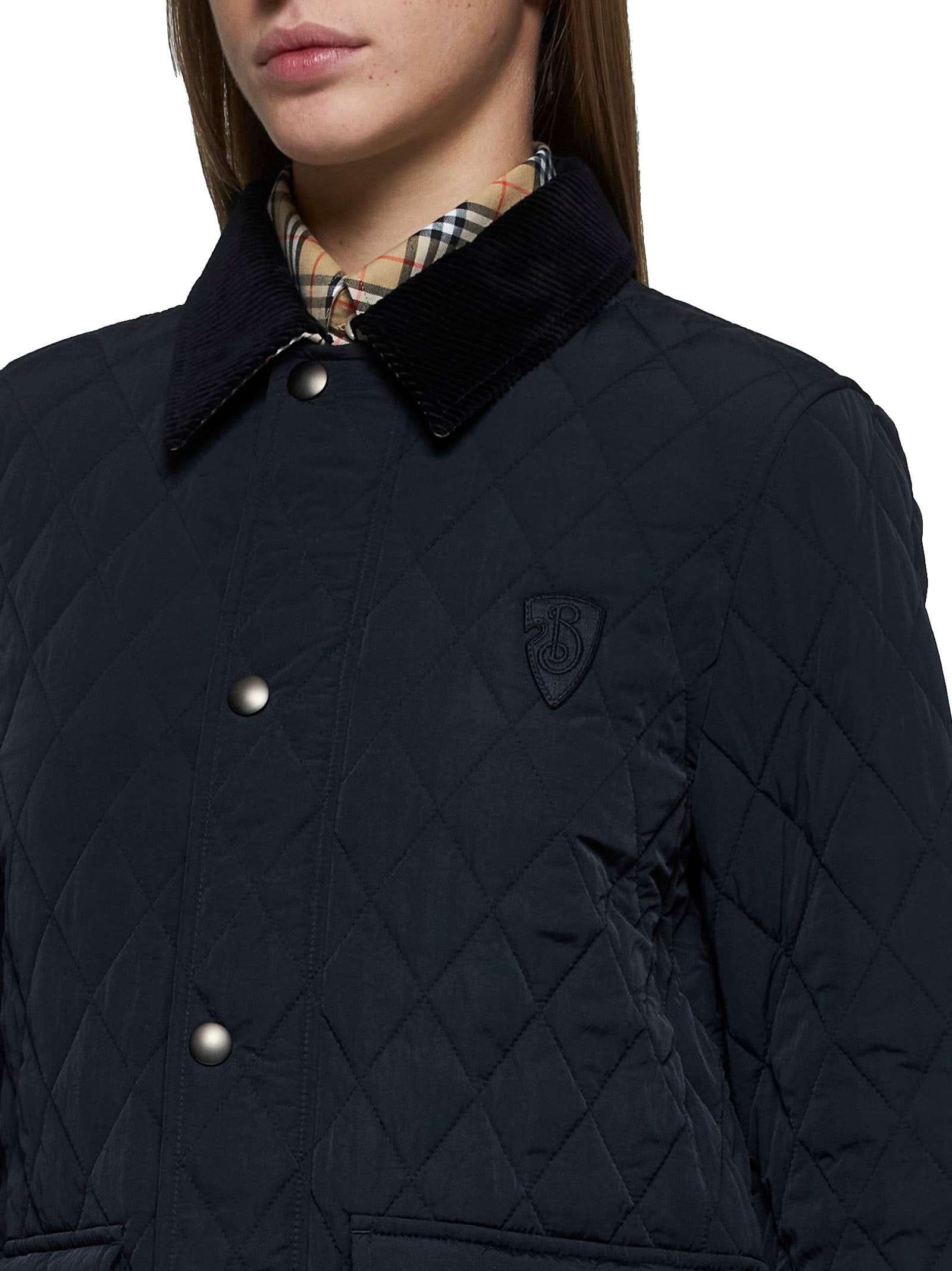 Shop Burberry Jacket In Black/sand Ip Check