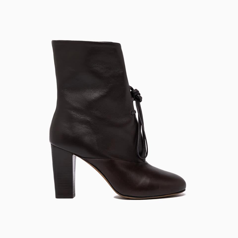 LEMAIRE LEMAIRE ROUND TOE LACED 80 BOOTIES