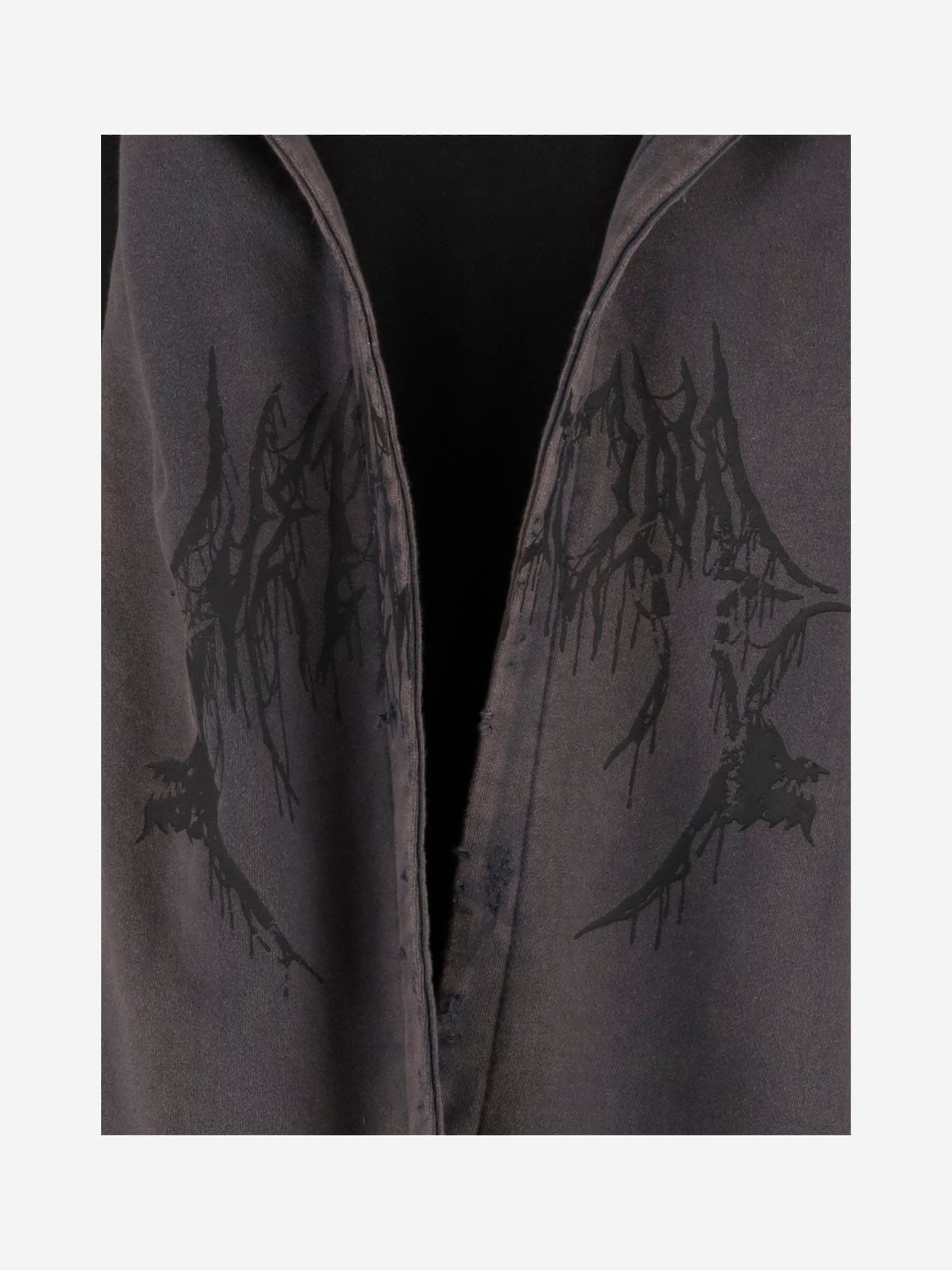 We11 Done Cotton Distressed Muffler Sweatshirt In Black