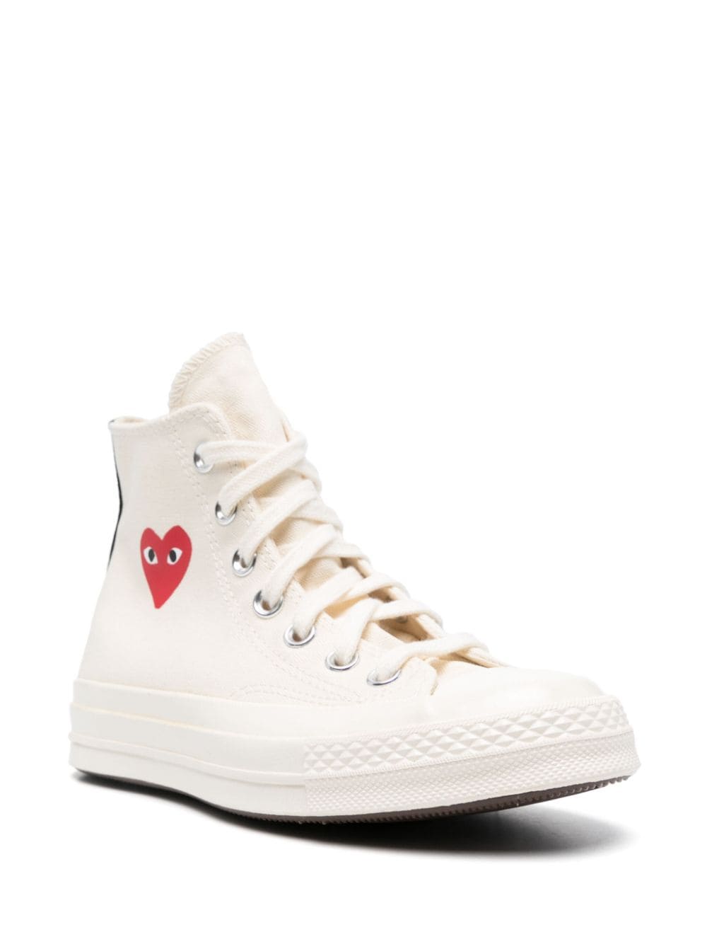 Comme Des Garçons Chuck Taylor Red Heart Sneakers In White