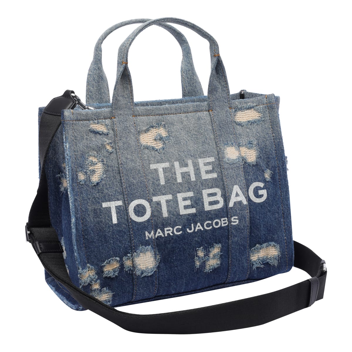 Shop Marc Jacobs The Denim Medium Rip And Repair Tote Bag In Blue