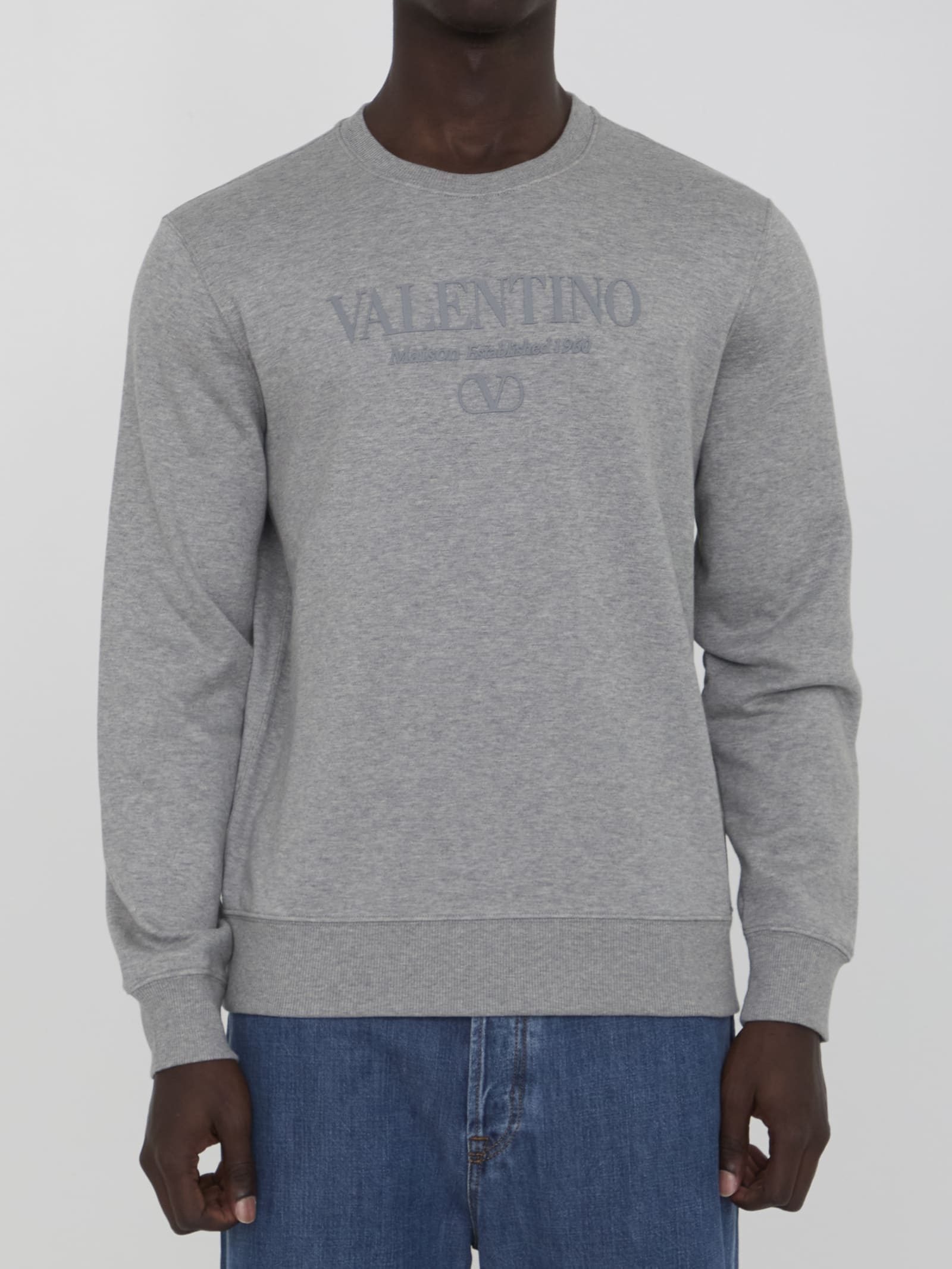 Shop Valentino Sweatshirt With  Print In Grey