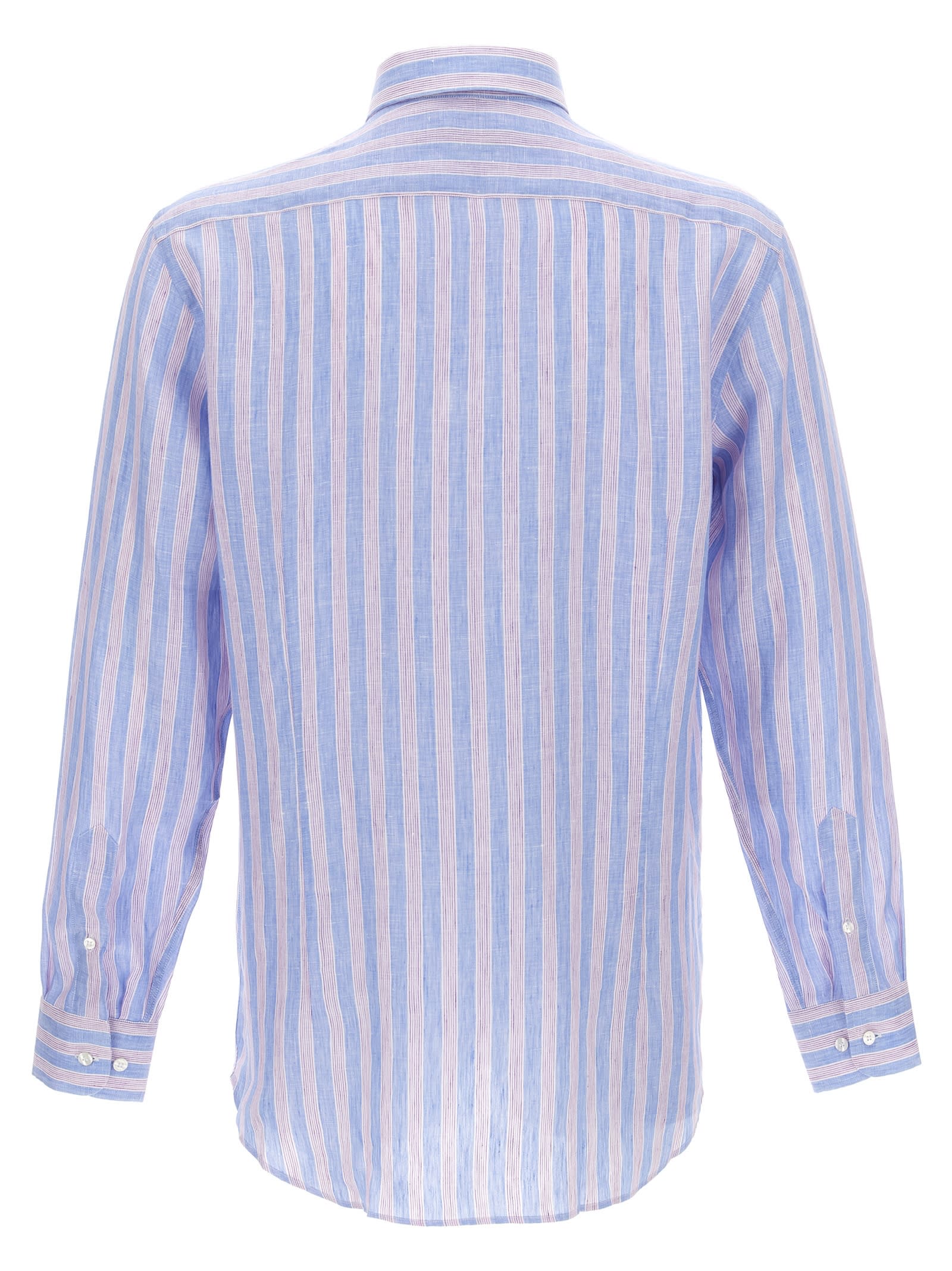Etro Striped Long-sleeved Shirt In Azure