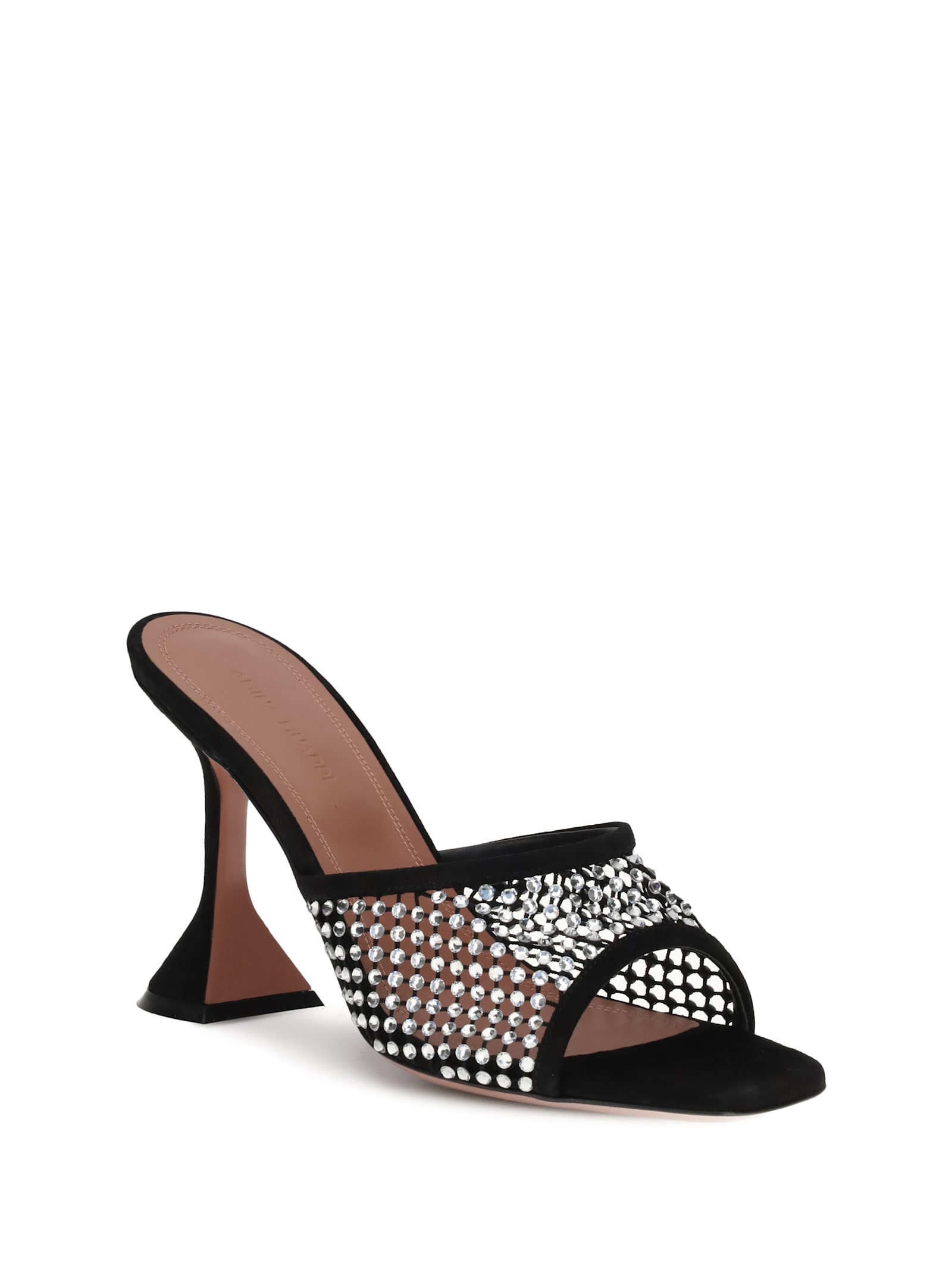 Amina Muaddi Black Slip On Heels