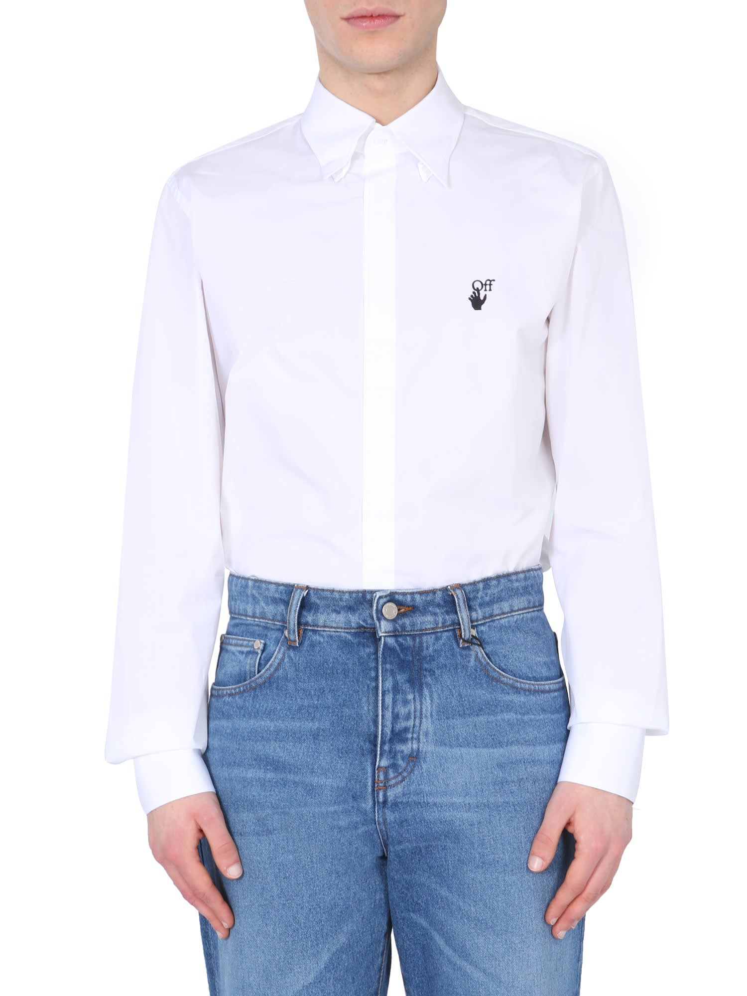 Off-White Shirt With Embroidered Hand Off