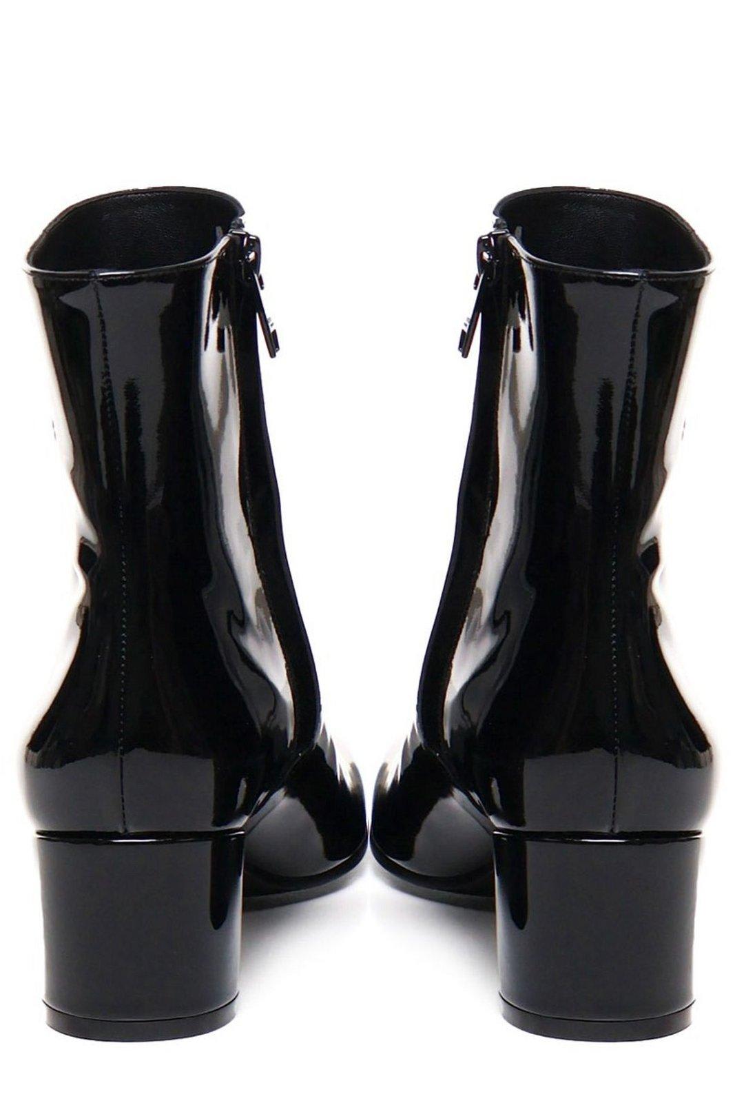 Shop Celine Triomphe Zip-up Boots In Black