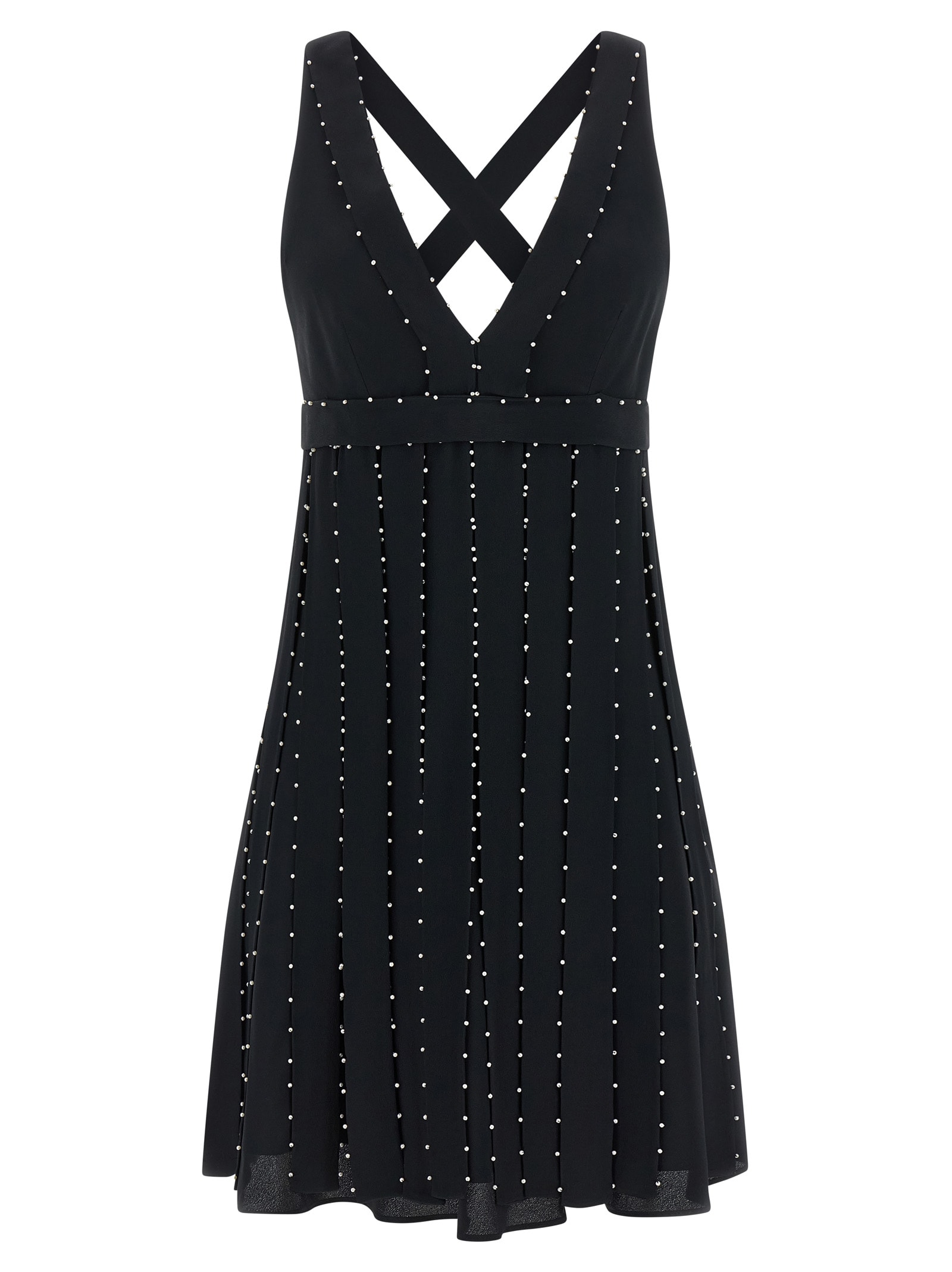 Giovanni Bedin Silk Blend Mini Dress With Pearl In Black