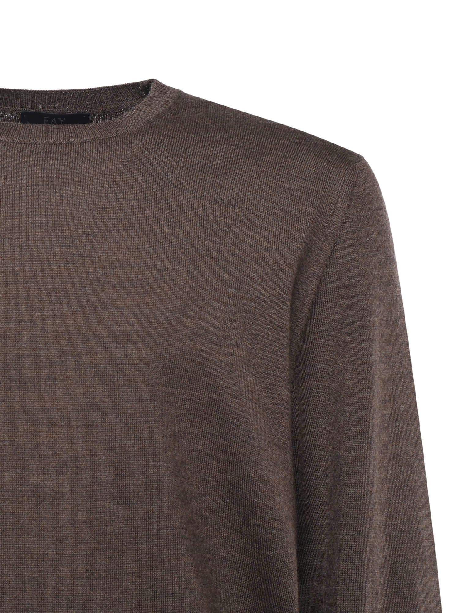 Fay Wool Sweater In Brown