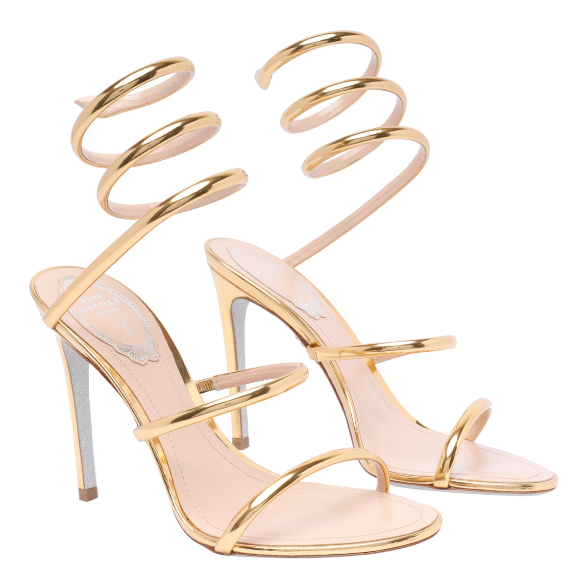 René Caovilla Heeled Sandals Rene Caovilla Woman Color Gold In Grey