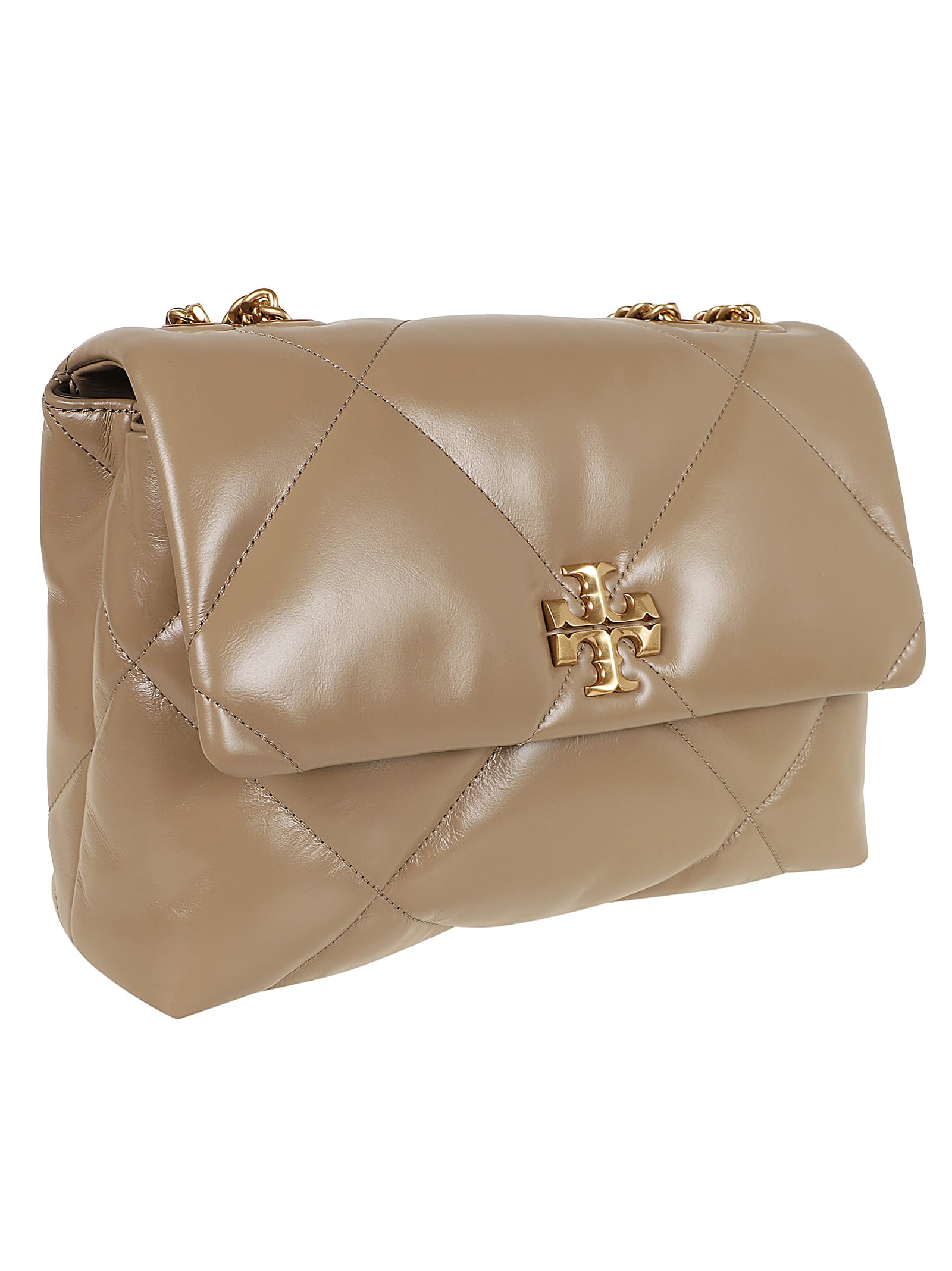 Shop Tory Burch Kira Diamond Quilt Convertible Shoulder Bag In Taupe Oak