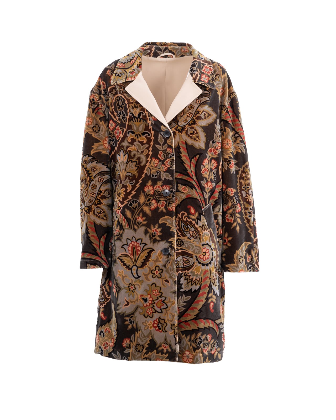 Shop Etro Floral Paisley Velvet Coat In Green