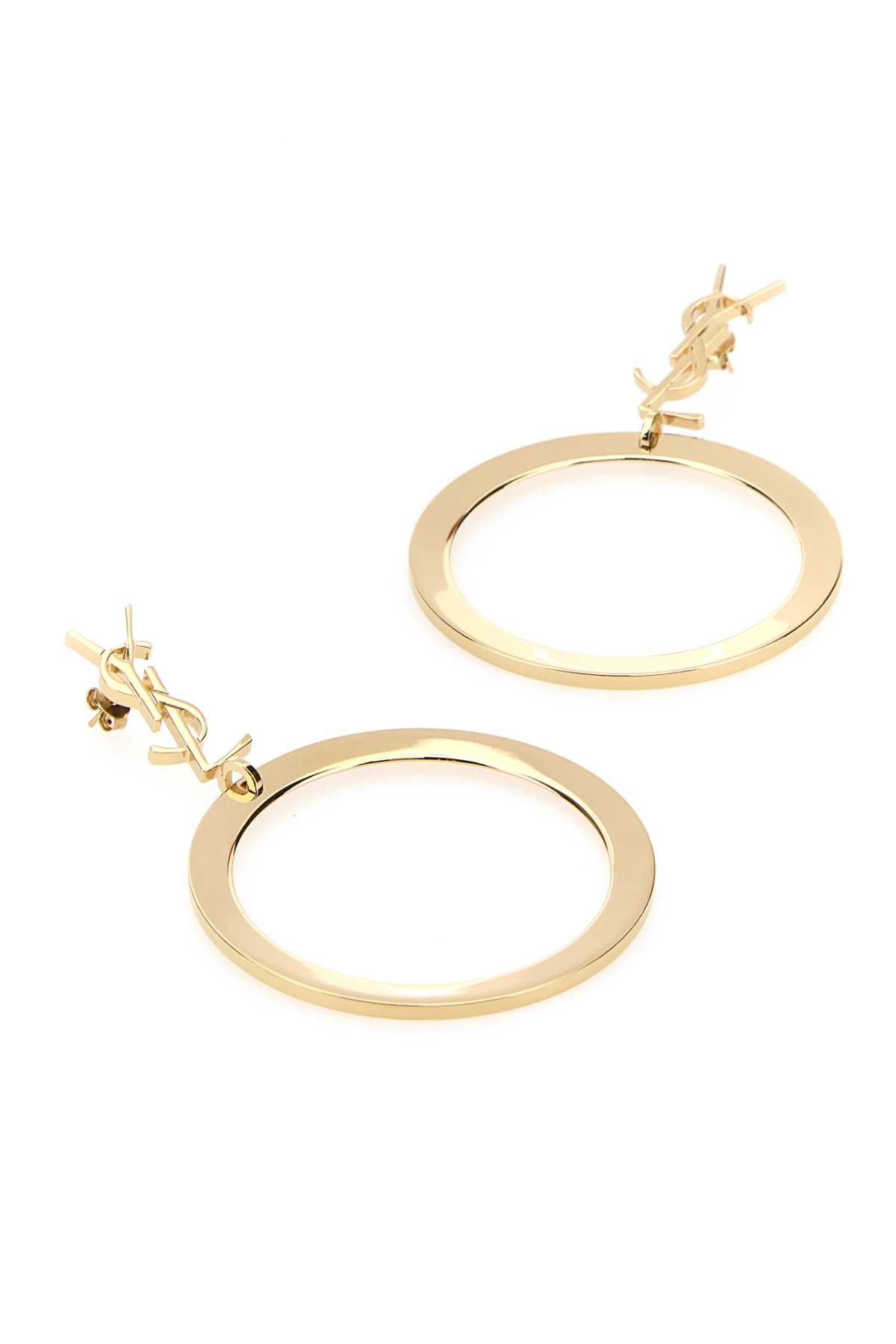 Shop Saint Laurent Gold Metal Cassandre Earrings In Dore