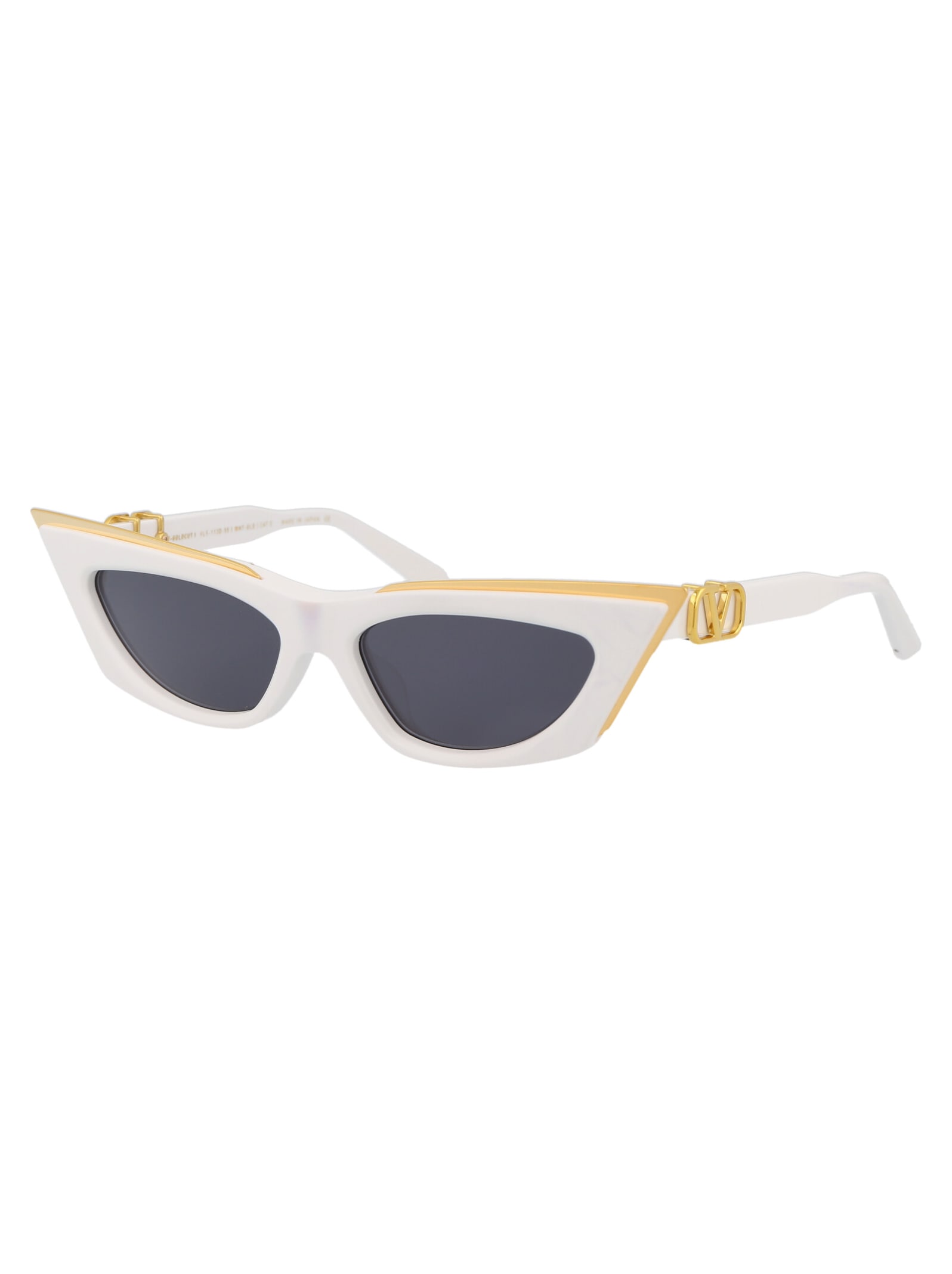 Shop Valentino V - Goldcut - I Sunglasses In White - Yellow Gold W/dark Grey