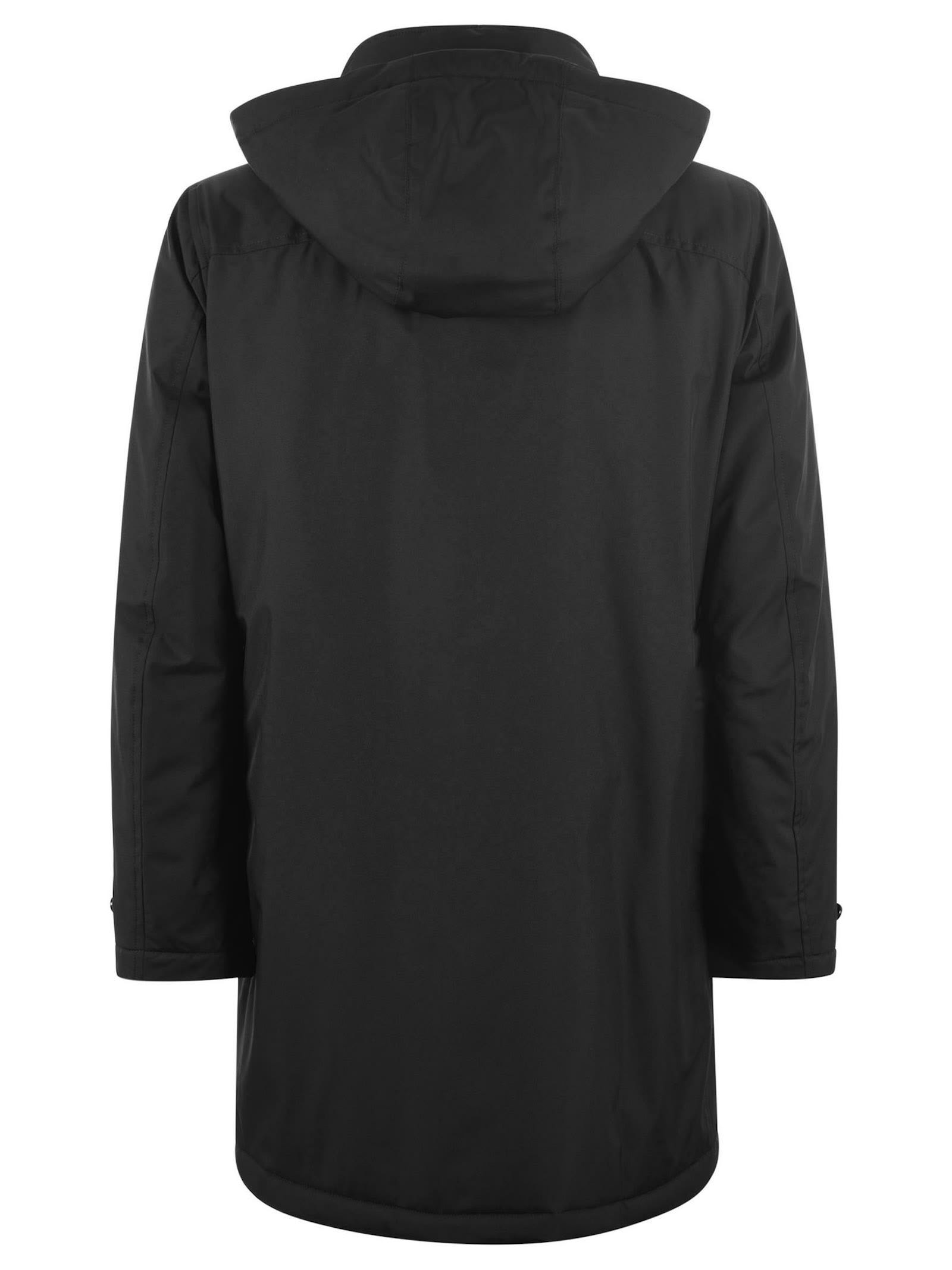 Shop Fay Black Technical Gabardine Raincoat