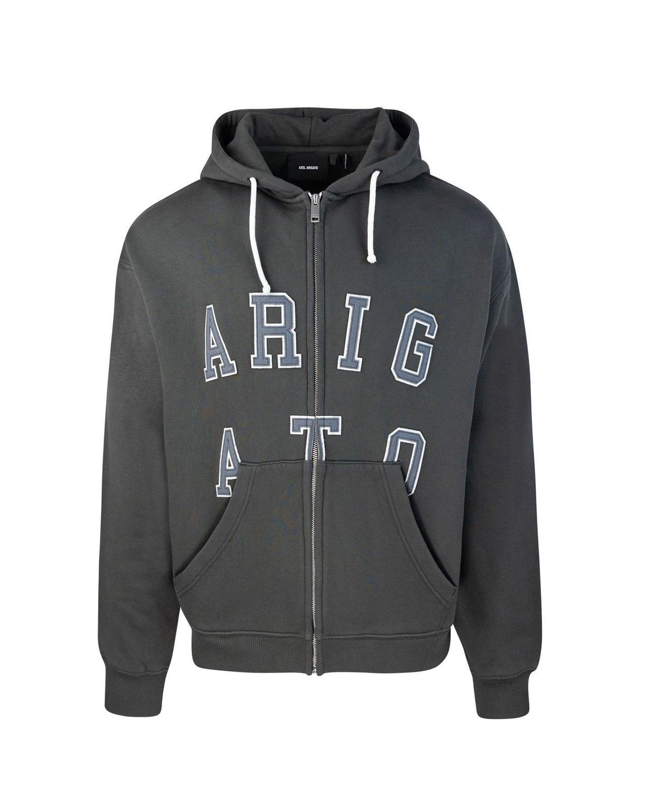 Shop Axel Arigato Legend Zipped Hoodie In Grey