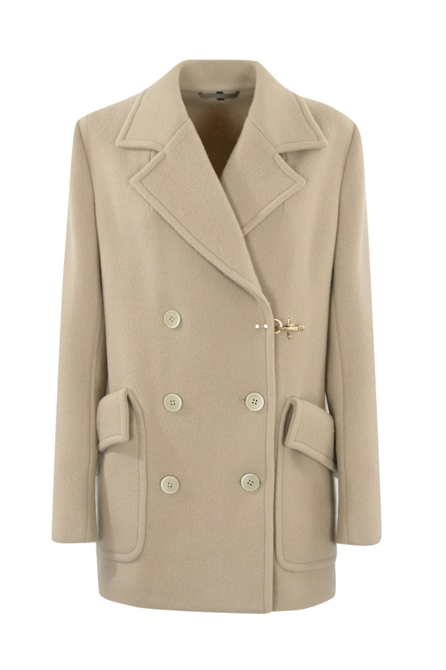 Shop Fay Wool And Cashmere Peacoat In Naturale