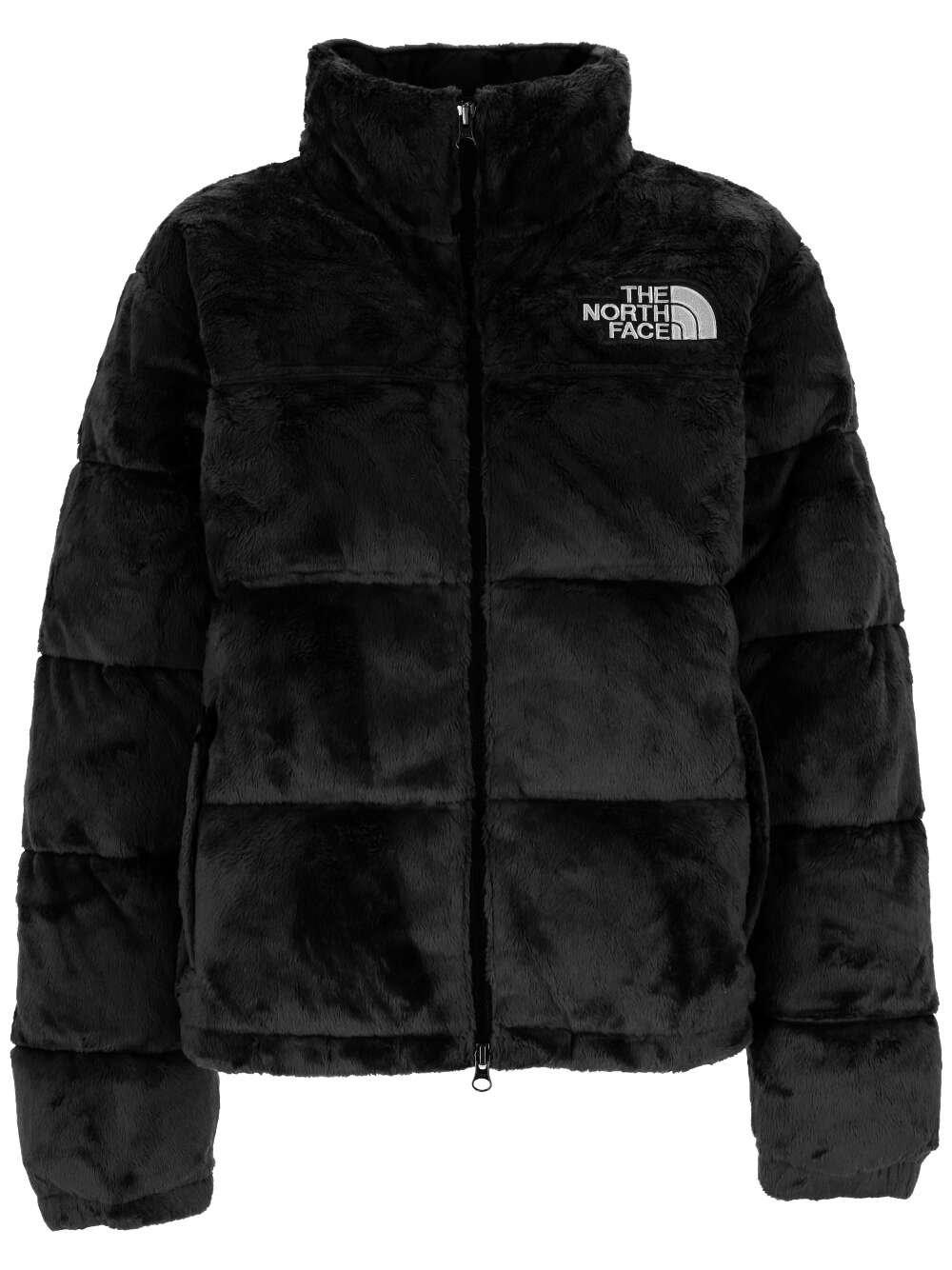The North Face Logo Embroidered Funnel-neck Jacket In Black