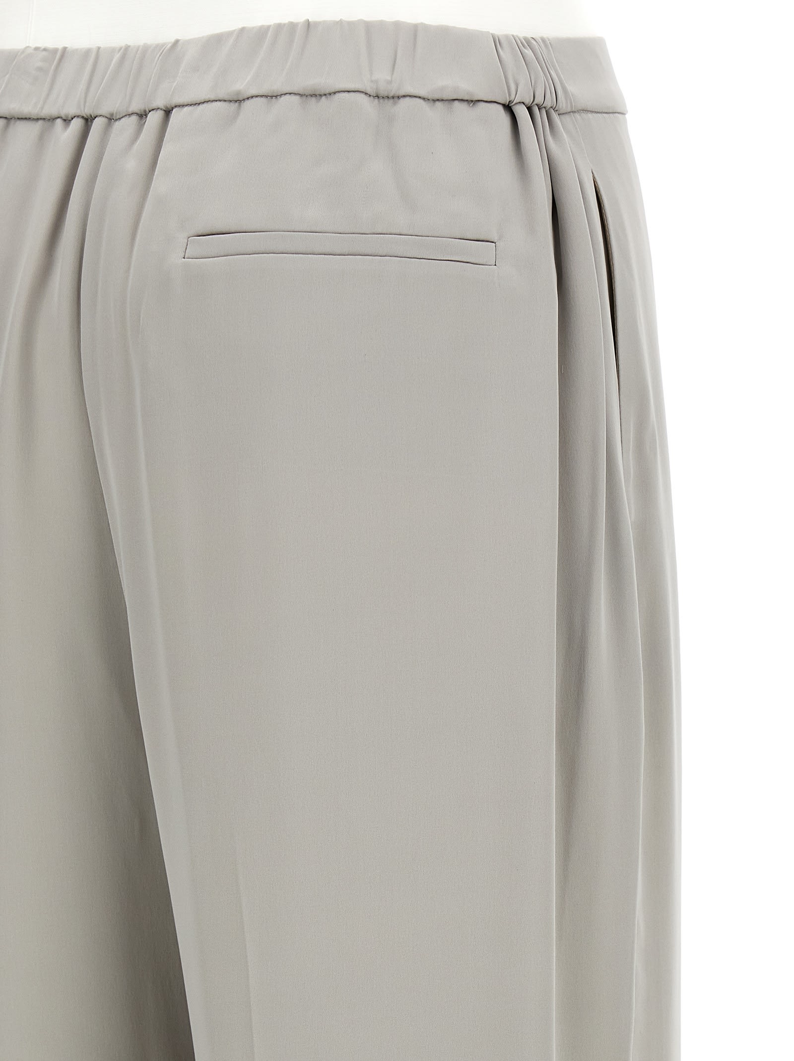 Theory Metallic Pants With Rear Elastic Waist And Wide Leg In Silk Woman In Gray