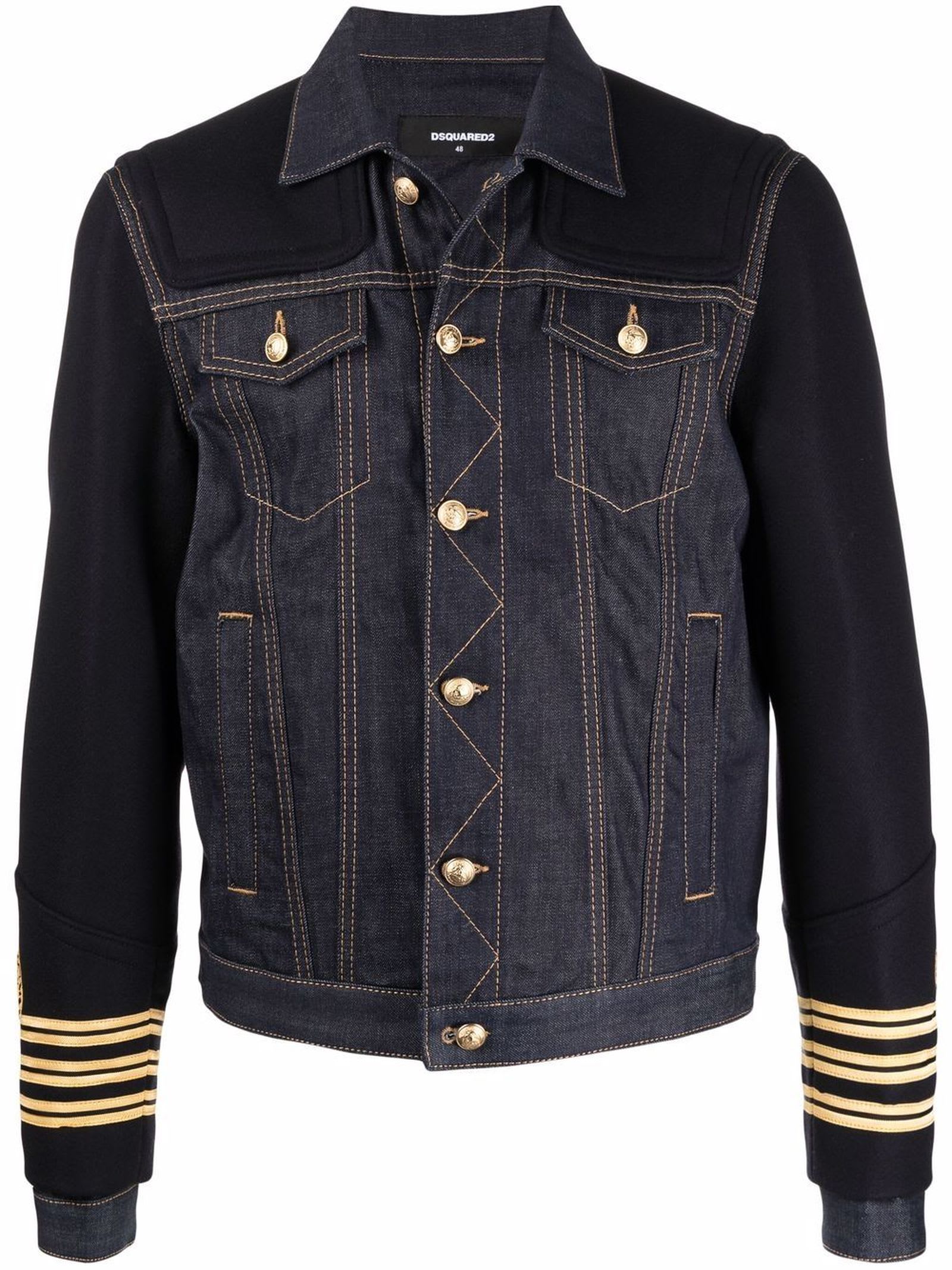 Dsquared2 Navy Blue Wool And Cotton Jacket
