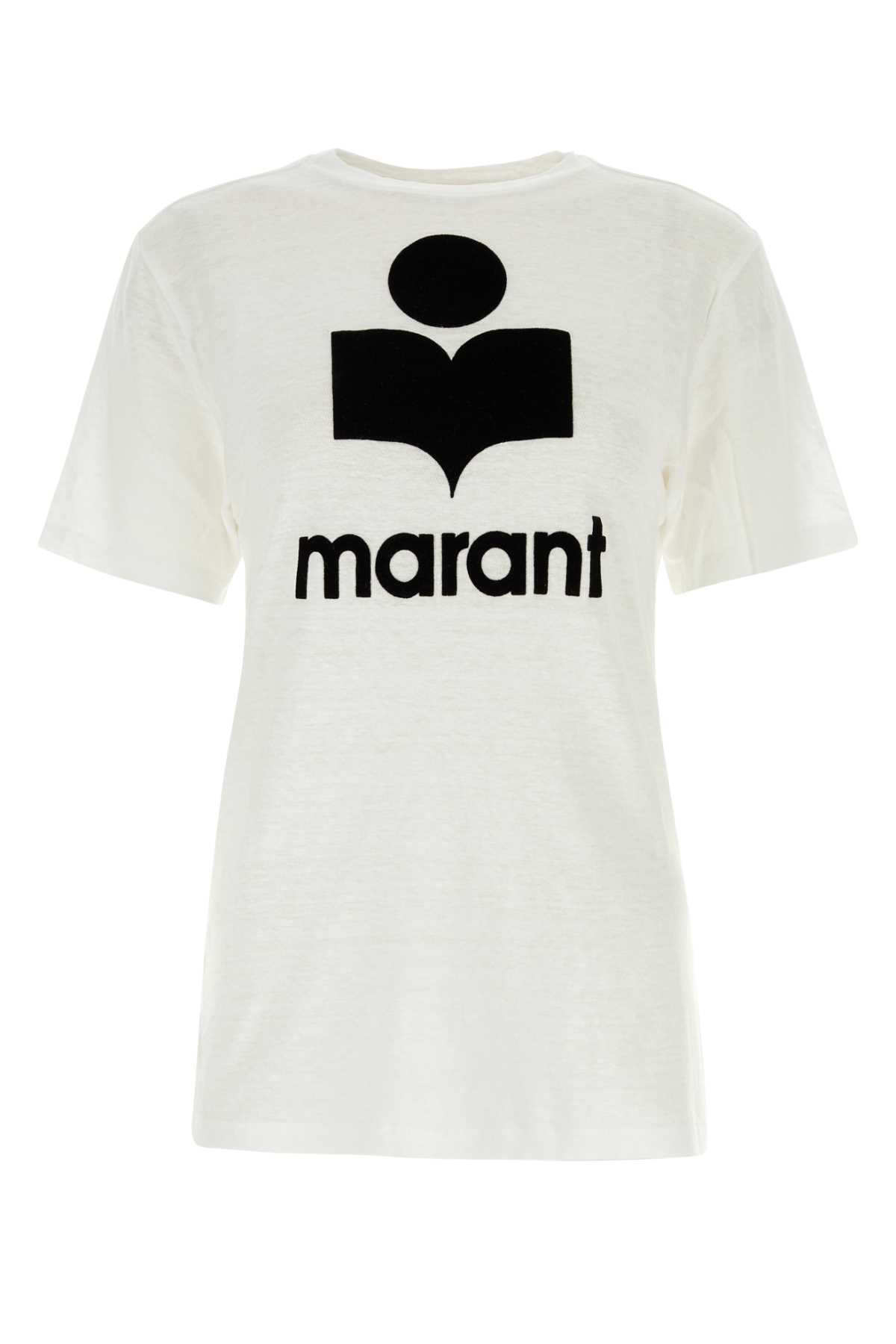 Shop Marant Etoile White Linen Zewel T-shirt
