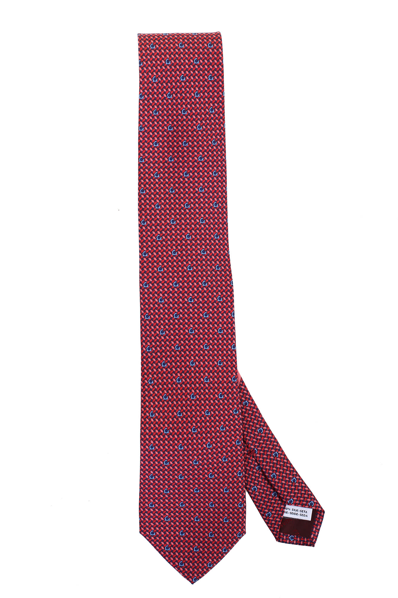 Ferragamo Salvatore Gancini Print Silk Tie In Red