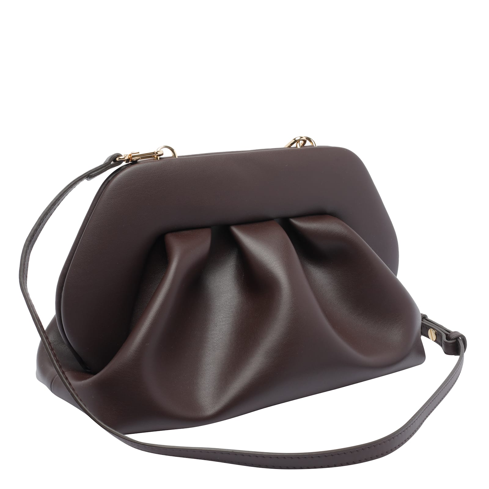 Themoirè Bios Pleated Clutch Bag In Brown