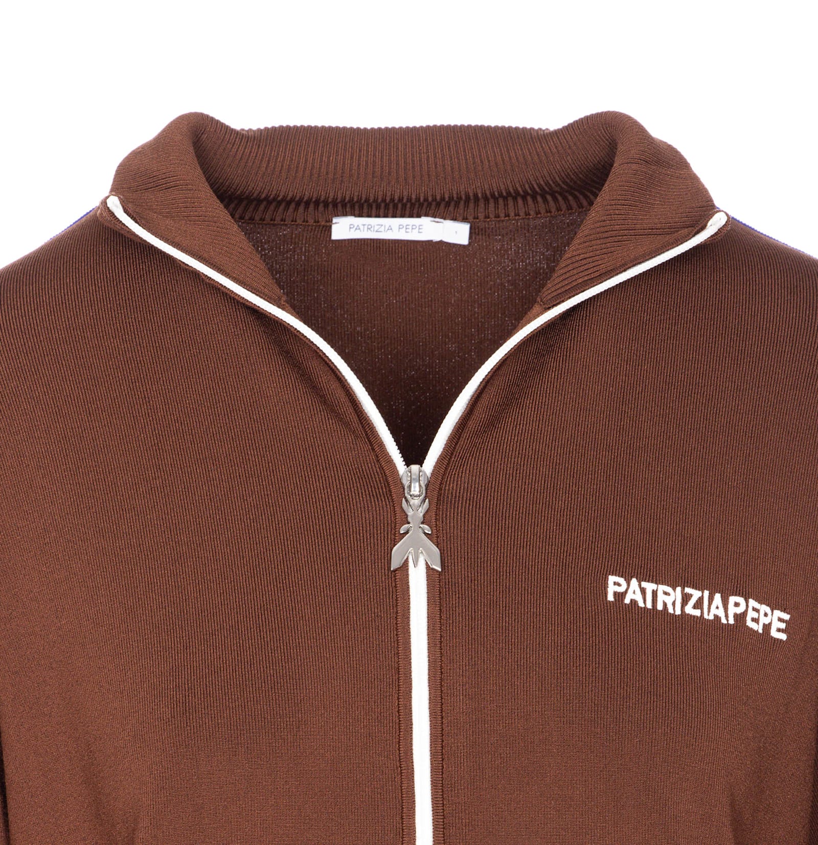 Patrizia Pepe Logo Zip Sweatshirt In Brown