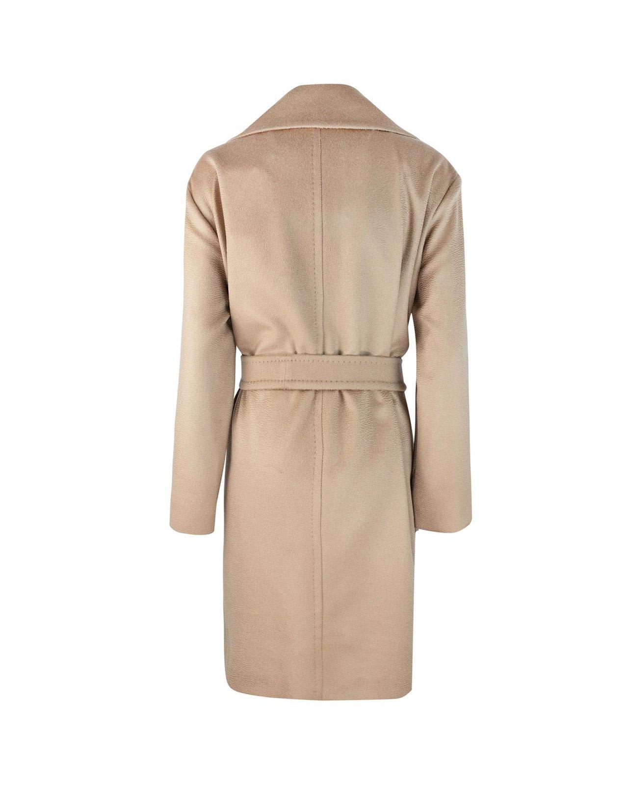 Shop Max Mara Belted Long-sleeved Coat In Cammello