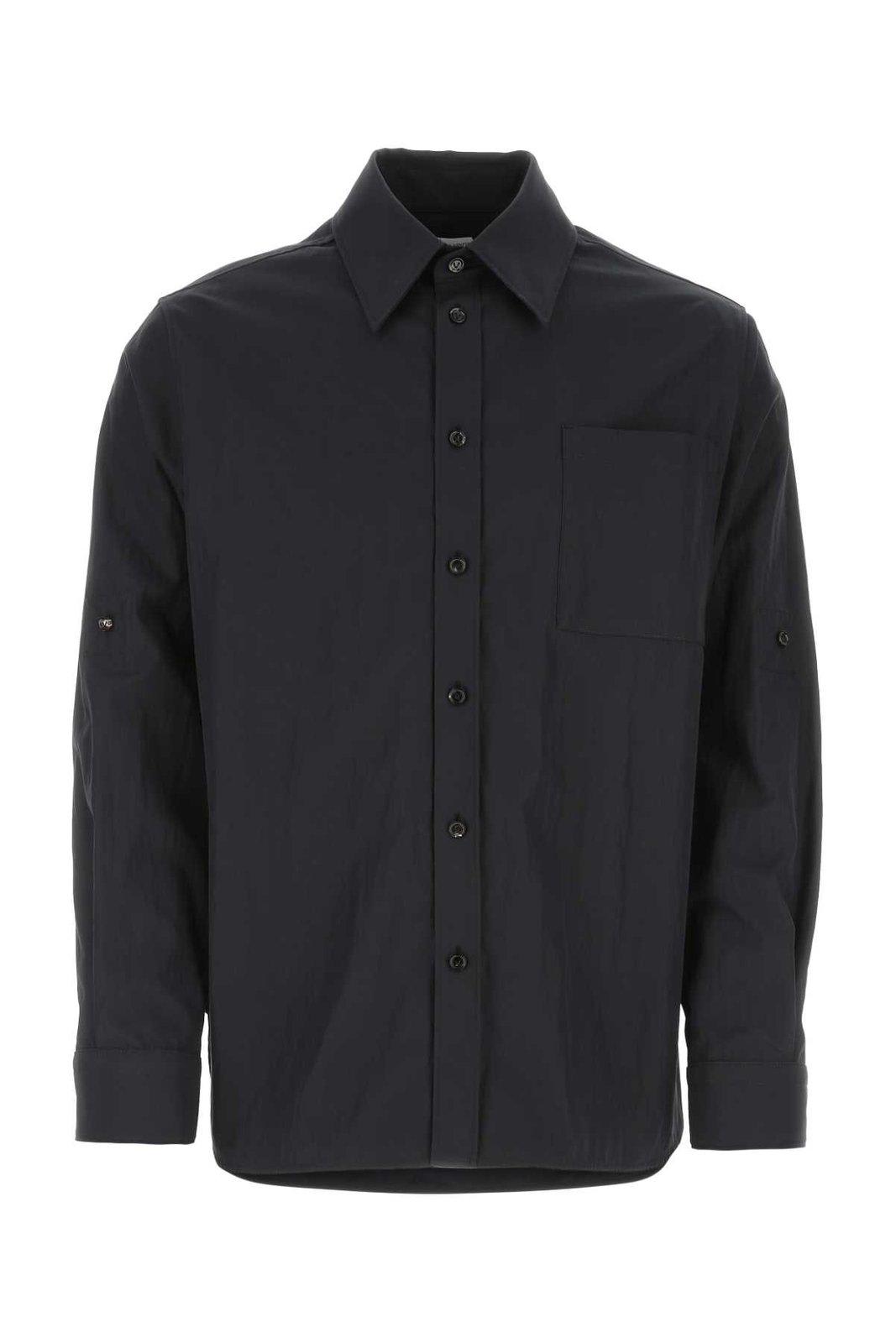 Bottega Veneta Cotton Blend Shirt With Pocket And Yoke In Blu
