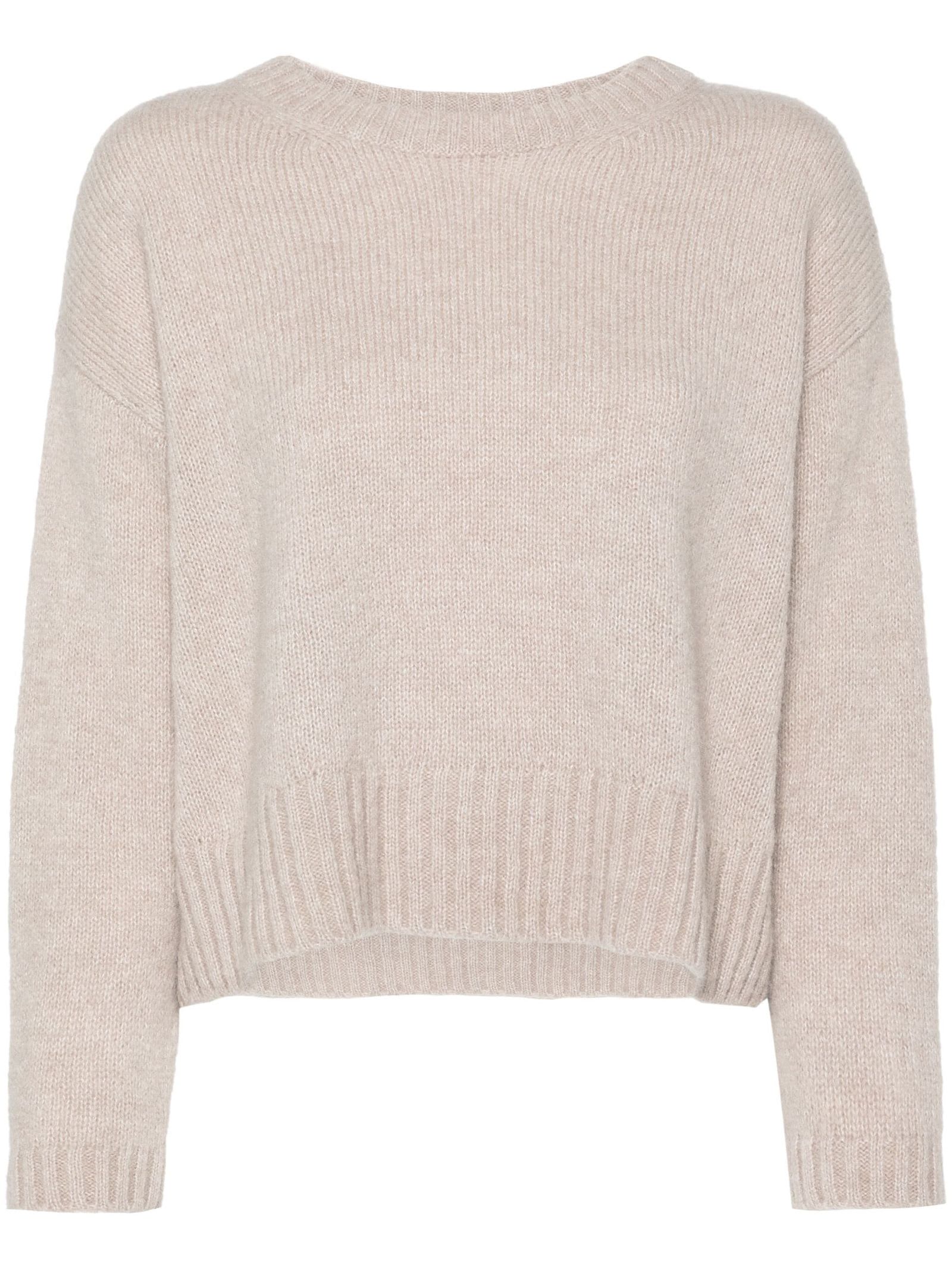 Shop Herno Light Grey Alpaca Wool-blend Sweater In Beige