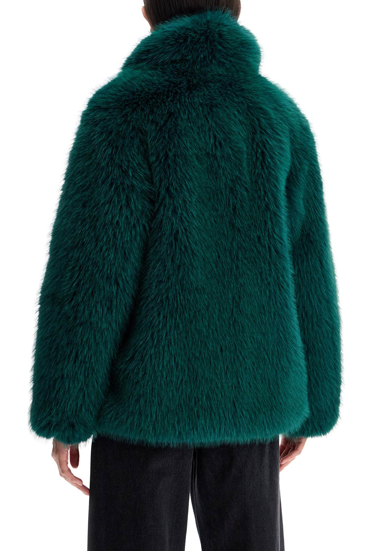 Shop Stand Studio Short Hunter Coat In Faux Fur In Black Teal (green)