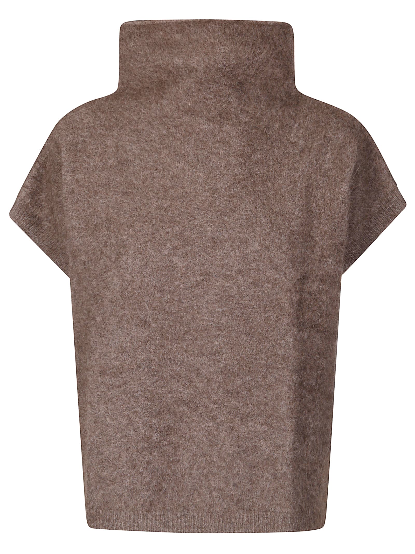 P.a.r.o.s.h Parosh High-neck Raccoon Sweater With Relaxed Fit And Ribbed Trim In Brown