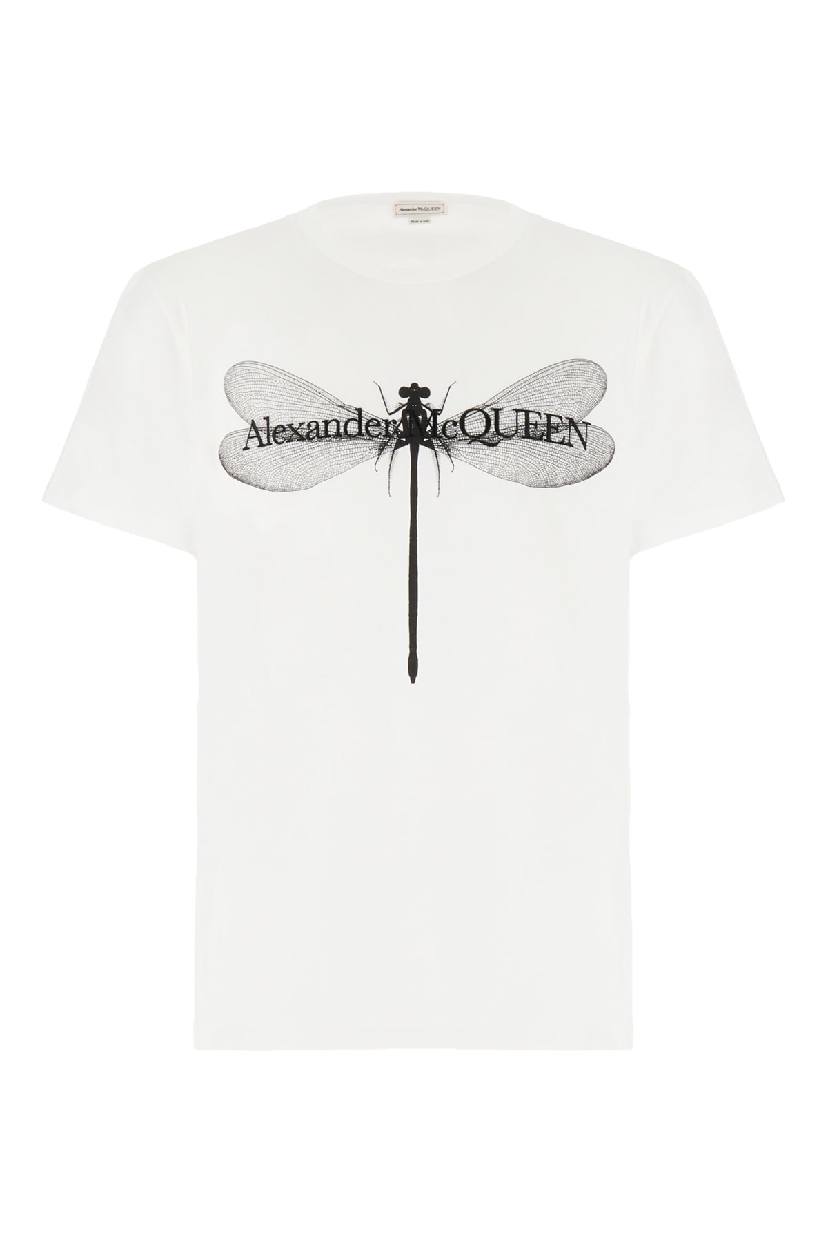 Alexander Mcqueen Dragonfly-print Cotton T-shirt In White Black