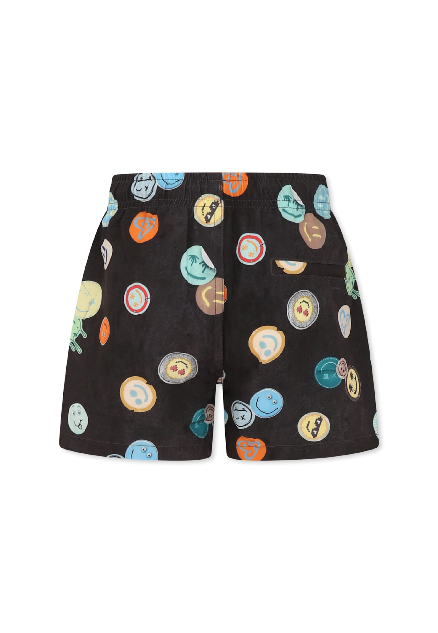 Molo Black Swim Shorts For Boy With Smiley Print In Black